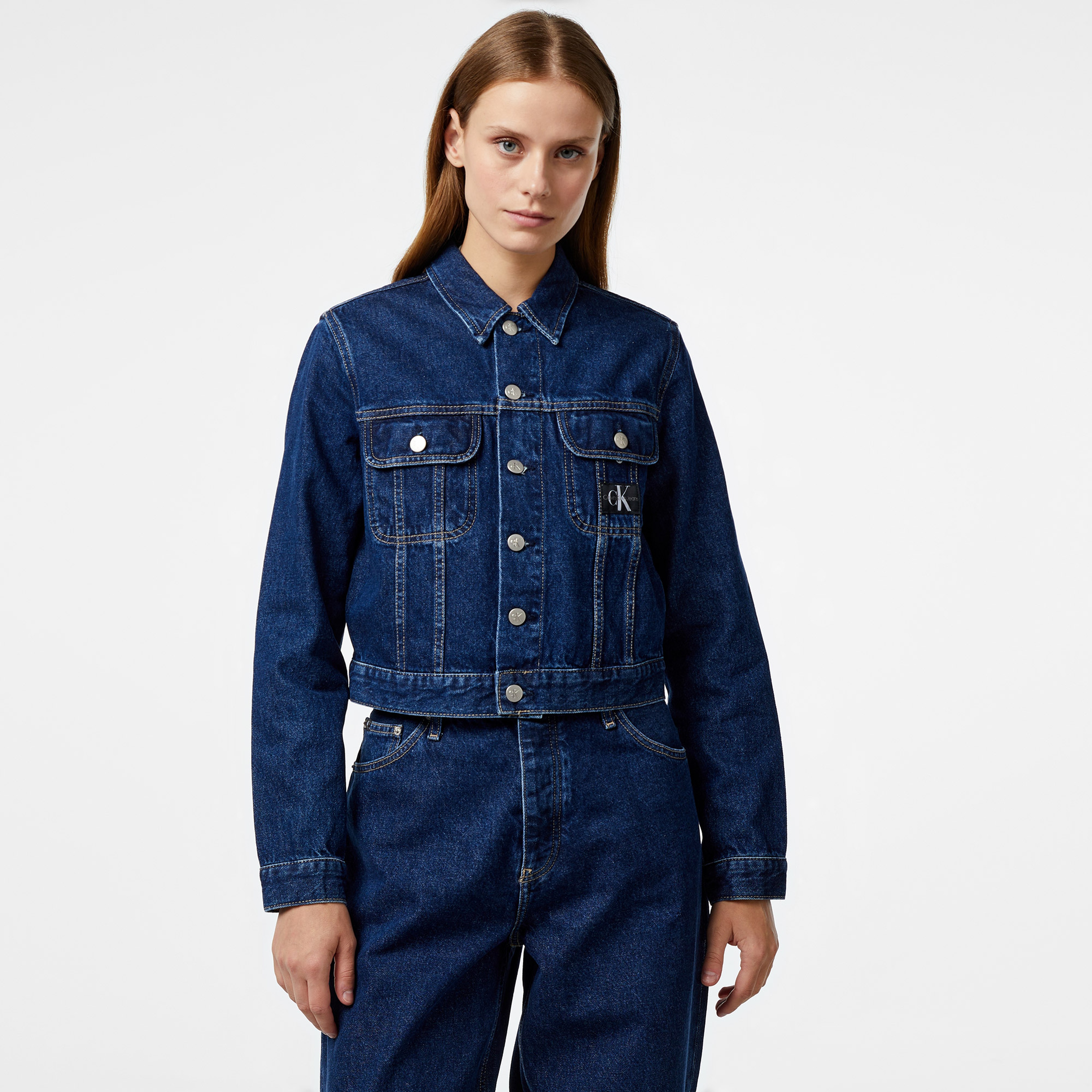 Calvin Klein Jeans Cropped 90's Kadın Mavi Ceket