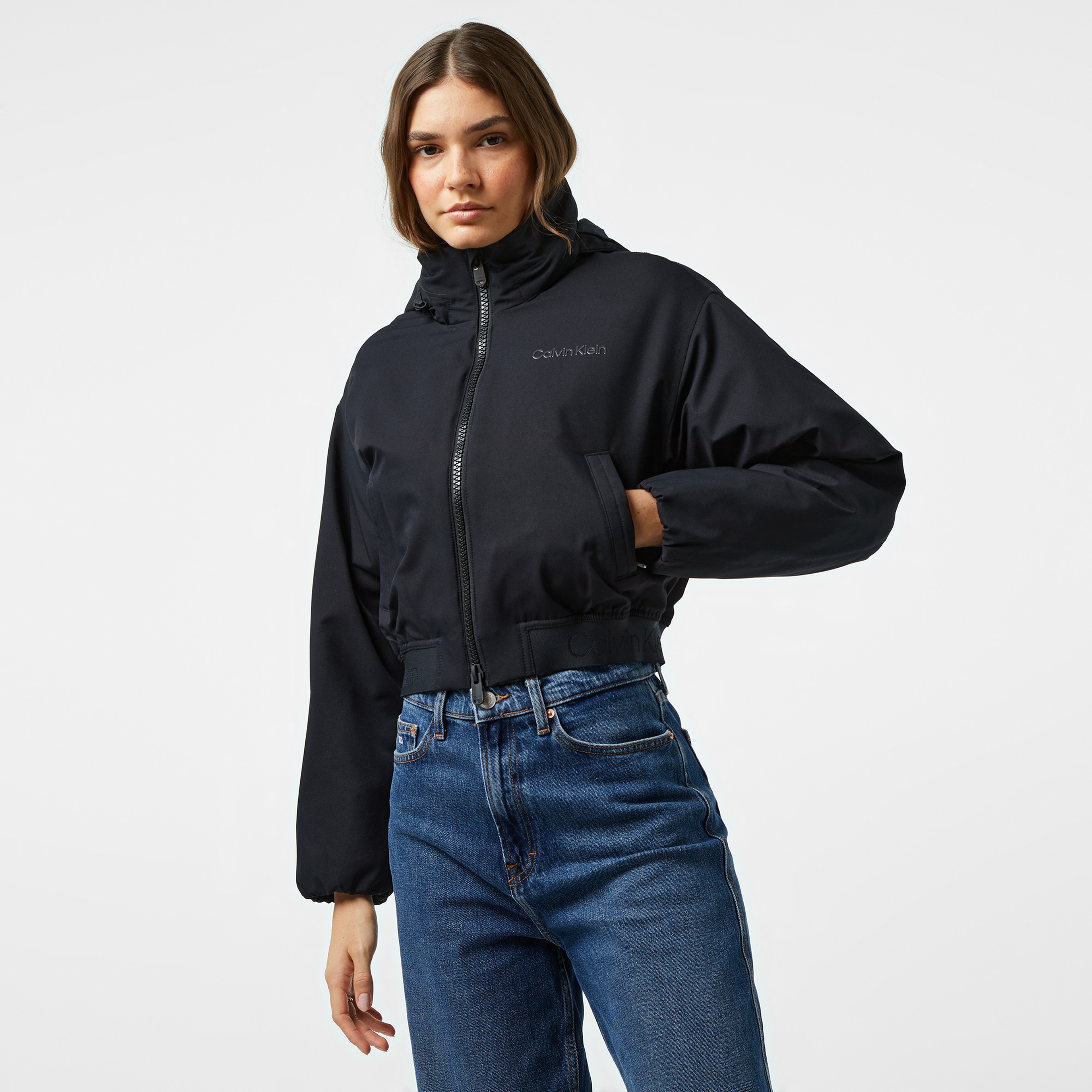 Calvin Klein Padded Cropped Kadın Siyah Ceket