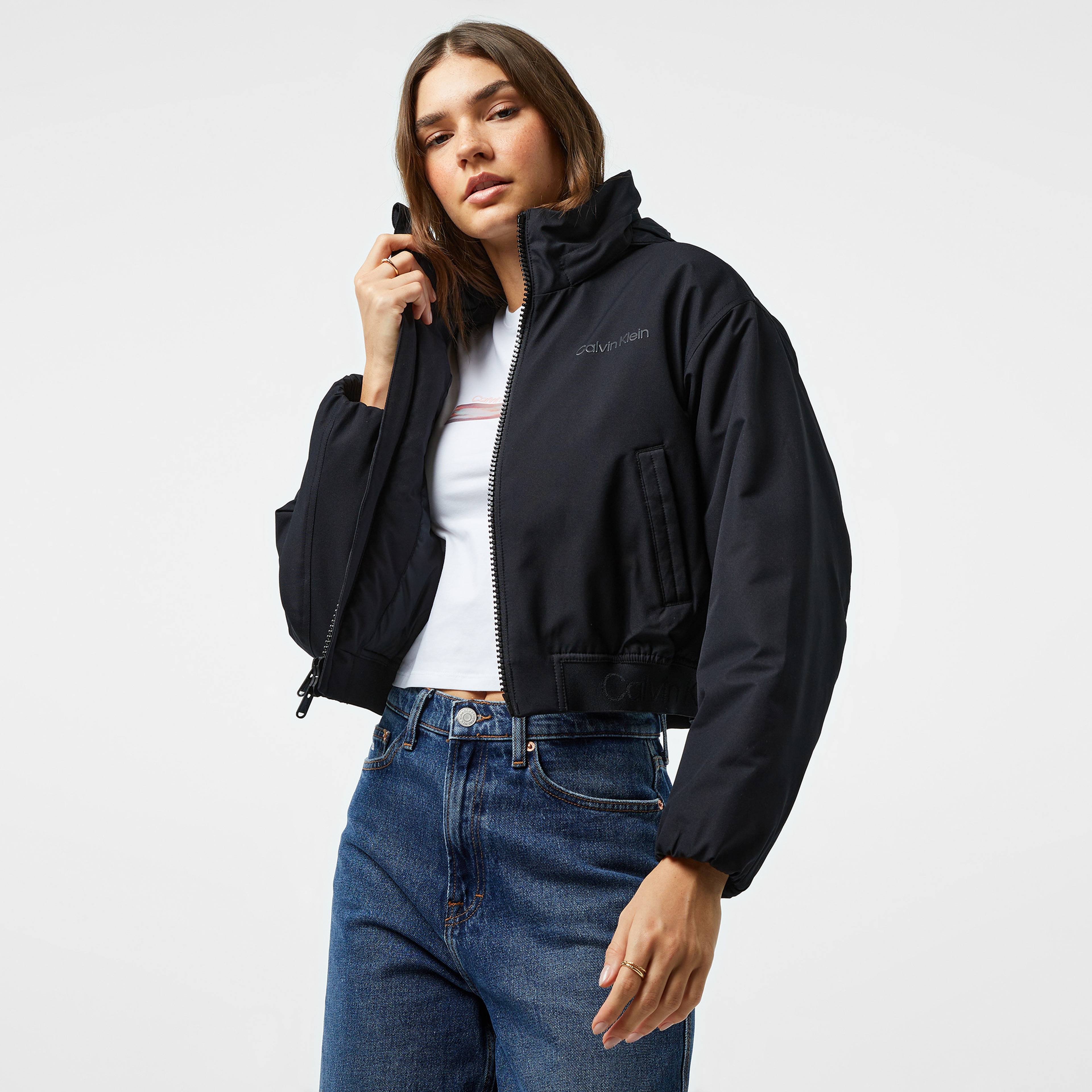 Calvin Klein Padded Cropped Kadın Siyah Ceket