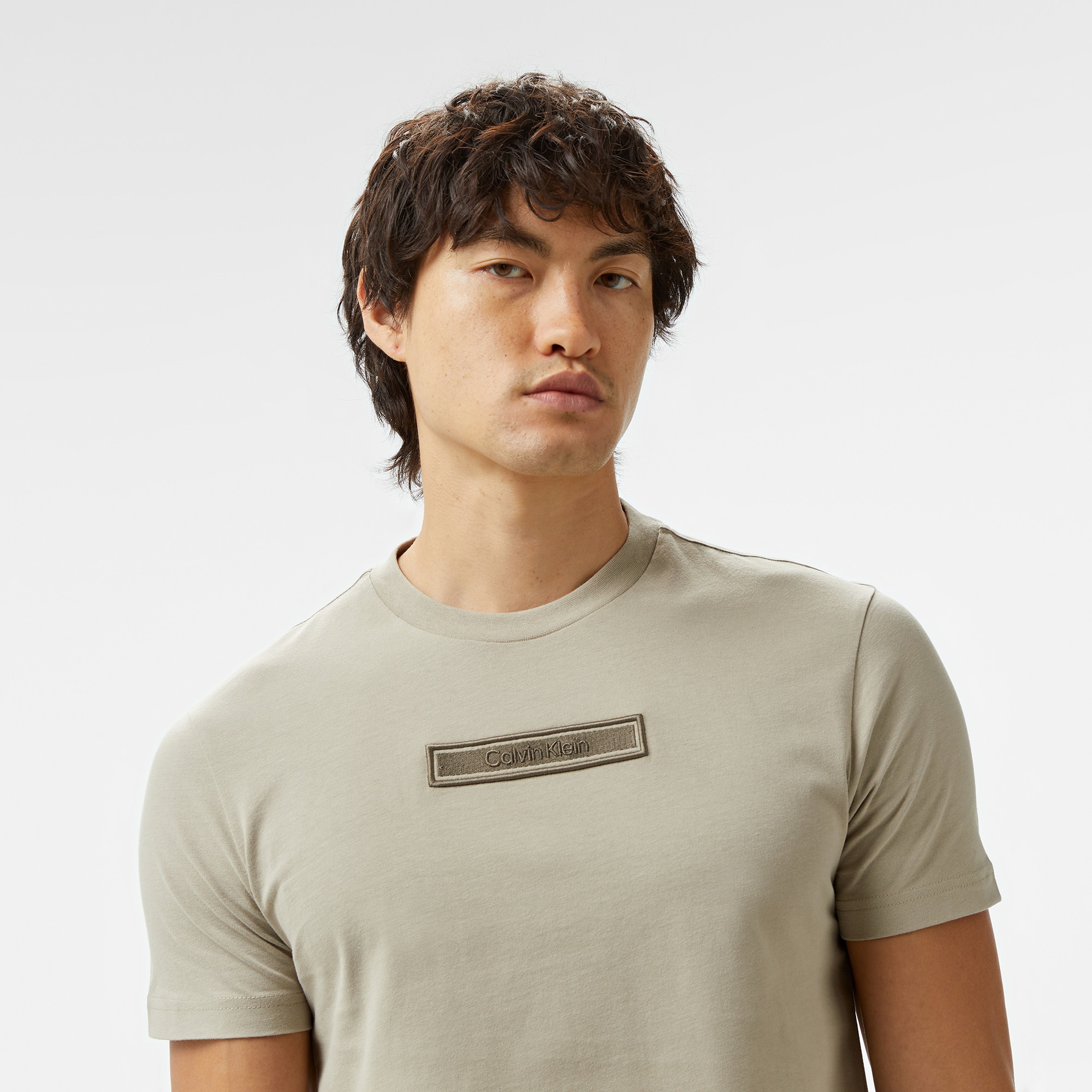 Calvin Klein Embroidered Logo Peached Erkek Bej T-Shirt