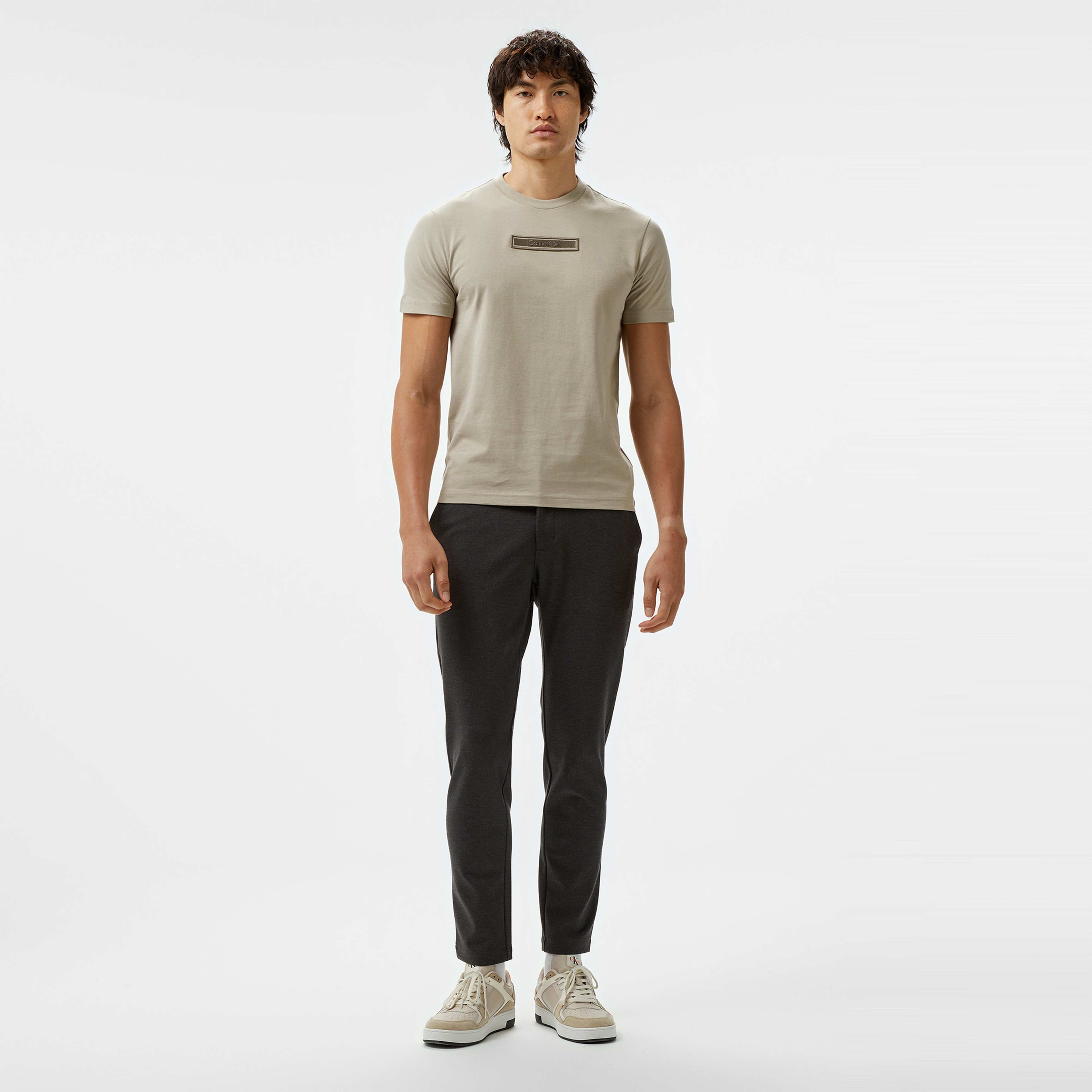 Calvin Klein Embroidered Logo Peached Erkek Bej T-Shirt