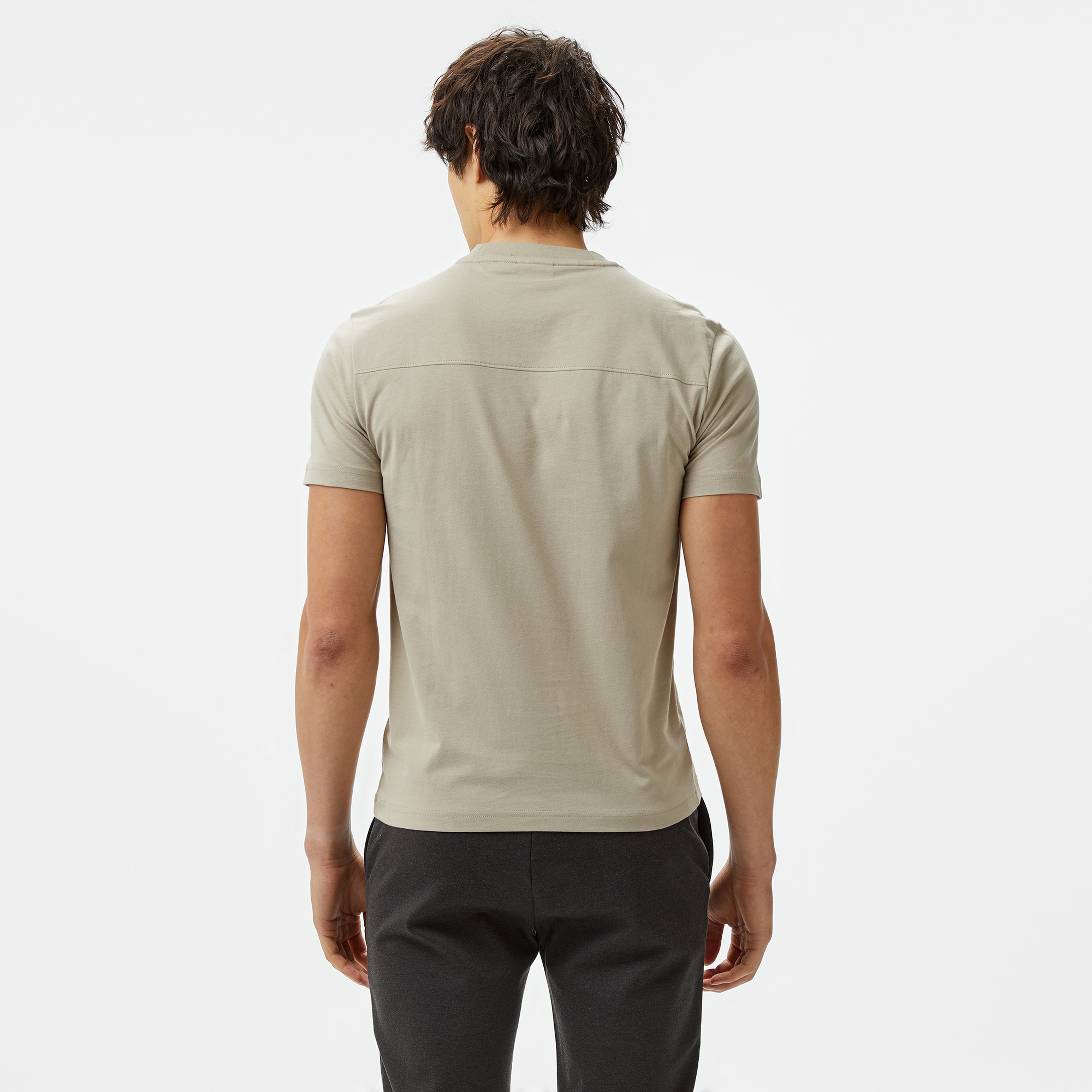 Calvin Klein Embroidered Logo Peached Erkek Bej T-Shirt