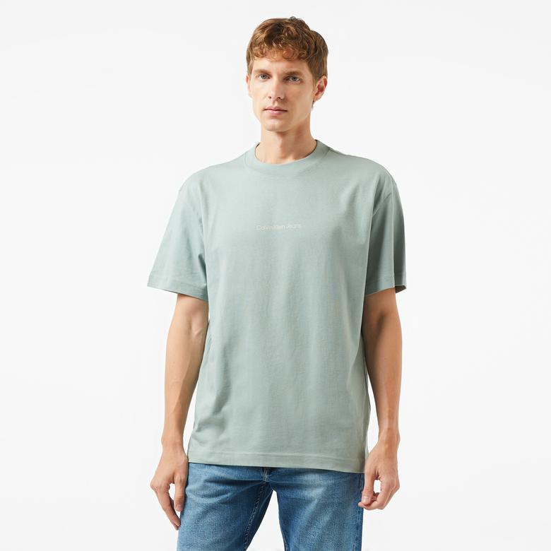 Calvin Klein Jeans Grid Monogram Erkek Gri T-Shirt