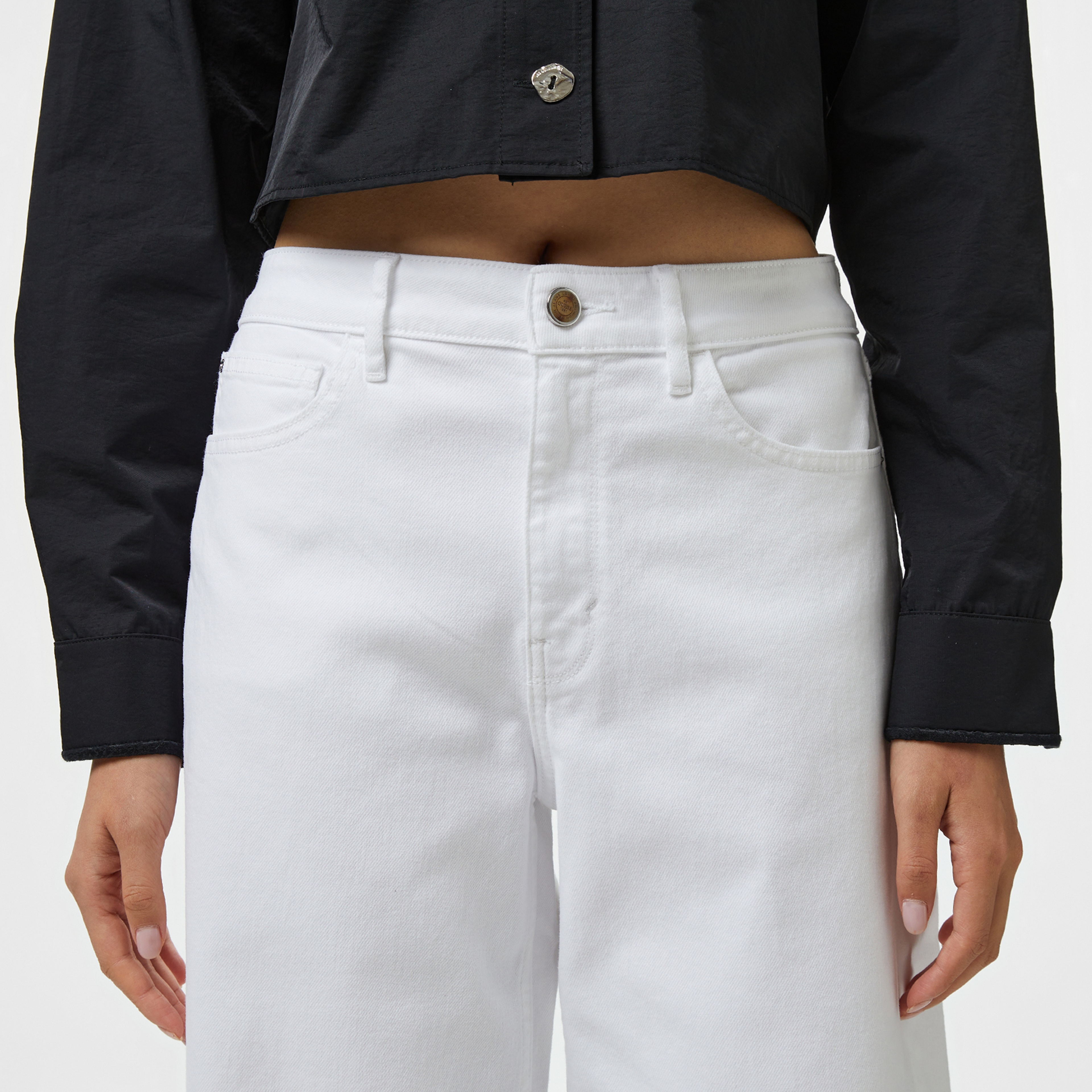 Guess Bellflower Crop Wide  Kadın Beyaz Jean