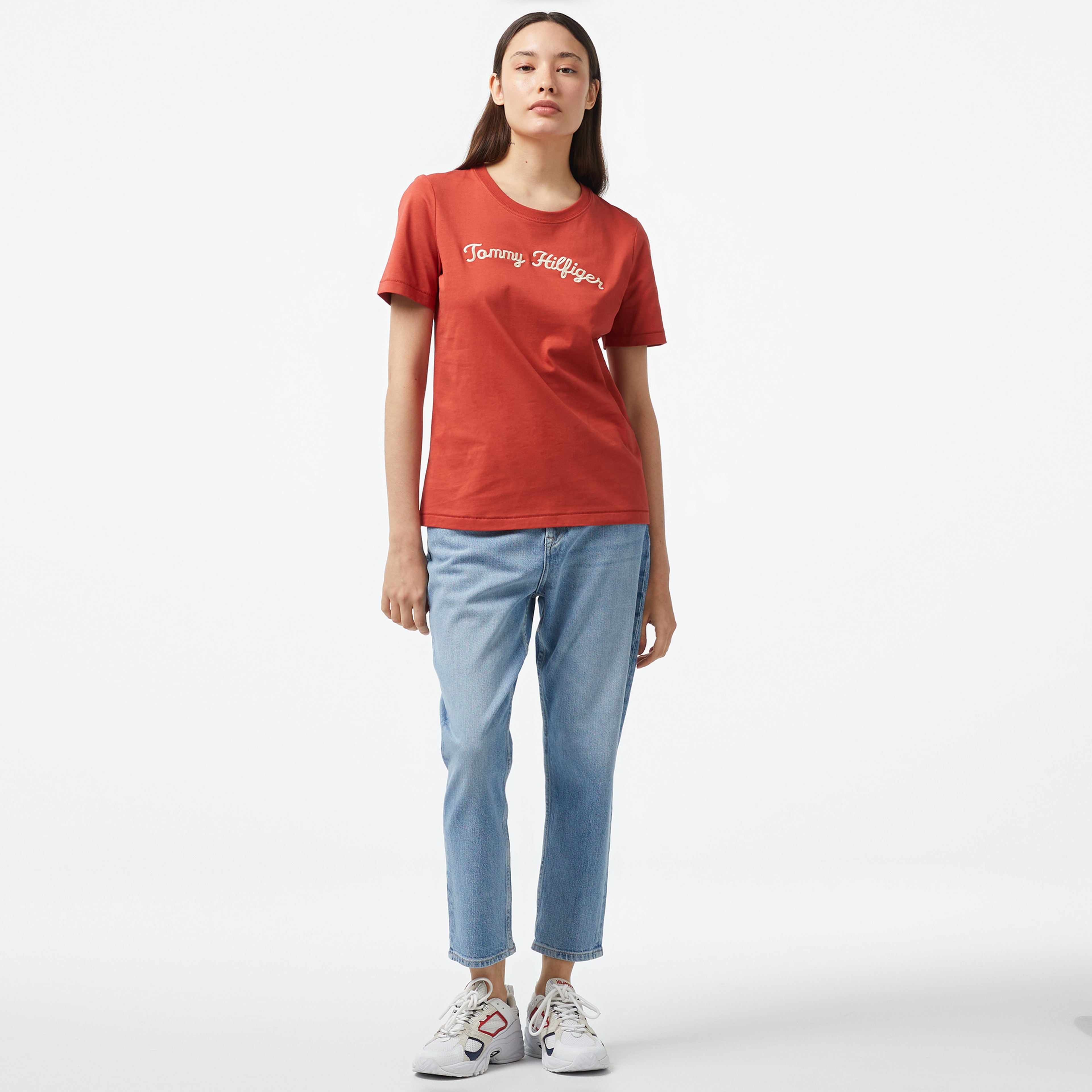Tommy Hilfiger Script Kadın Kırmızı T-Shirt