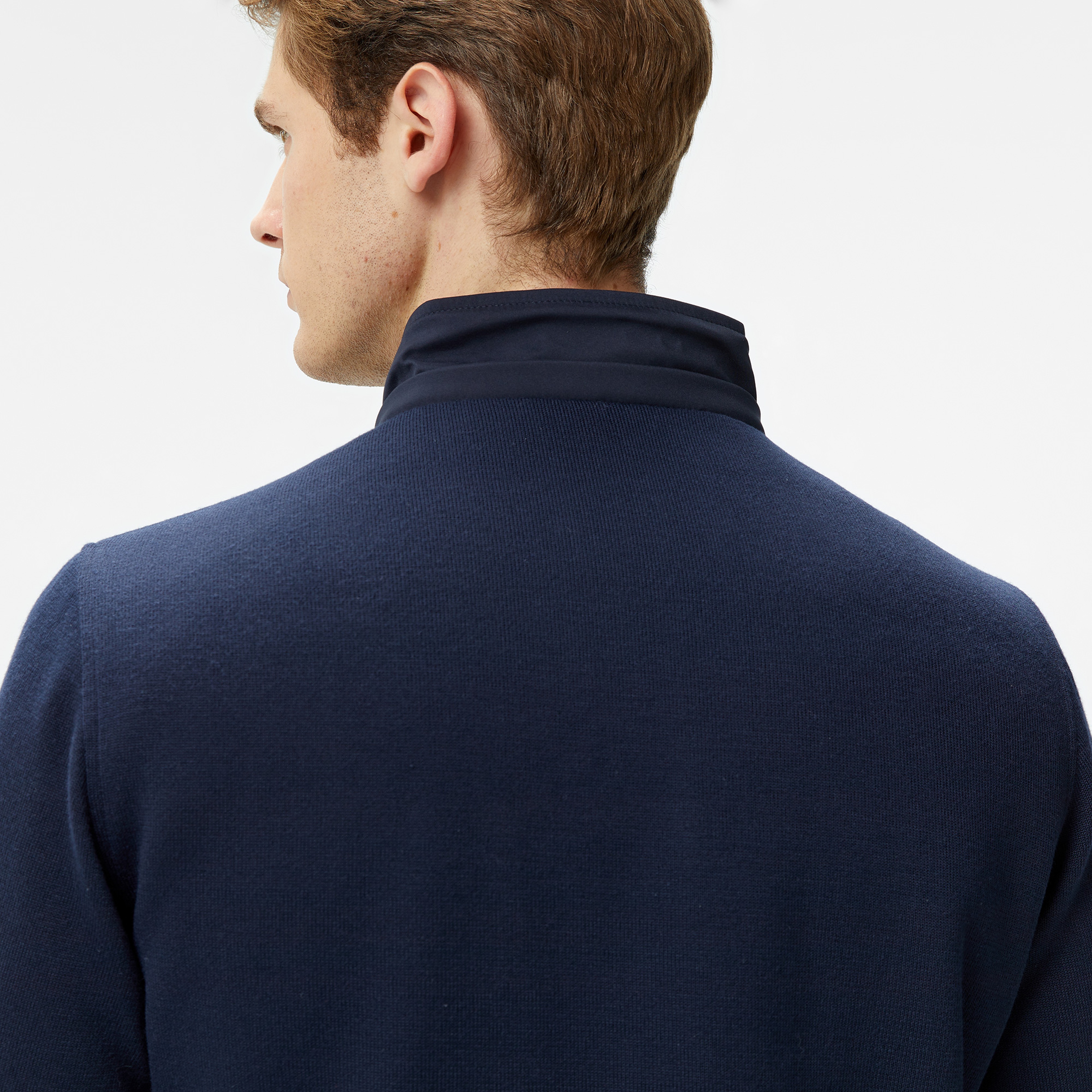 Guess Knitted Windbreaker Warm Touch Erkek Lacivert Rüzgarlık