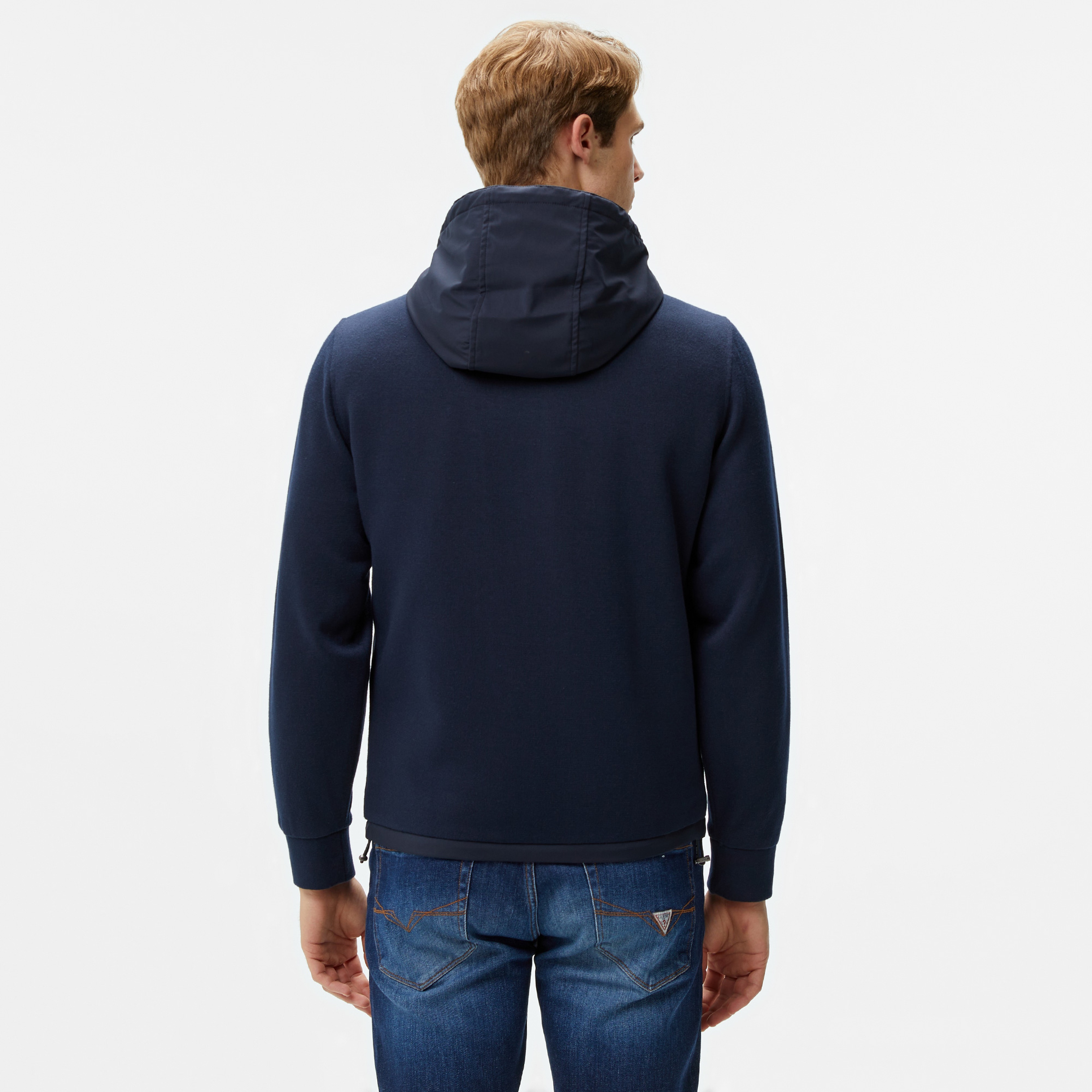 Guess Knitted Windbreaker Warm Touch Erkek Lacivert Rüzgarlık