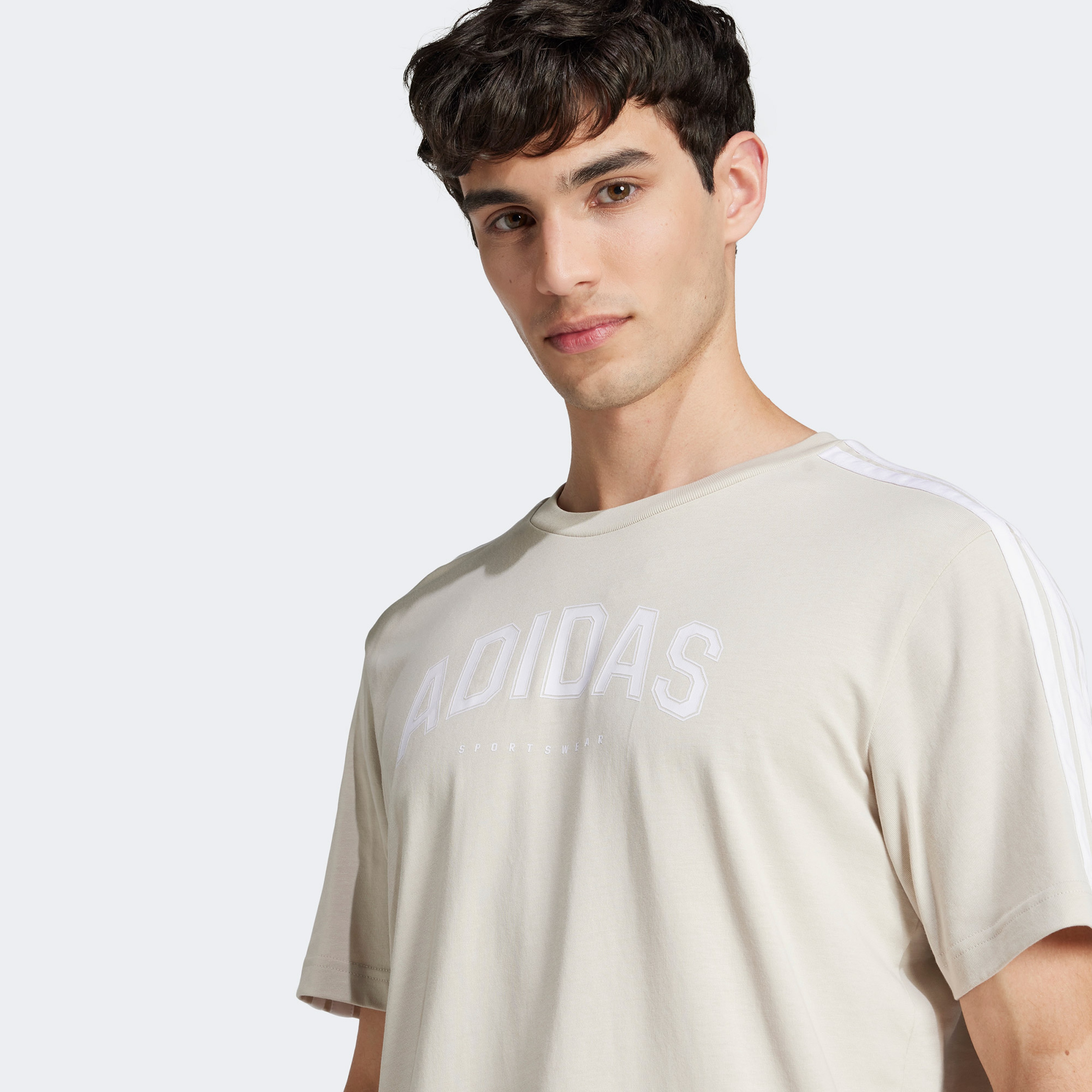 adidas Codes Collegiate Linear Graphic Erkek Gri T-Shirt