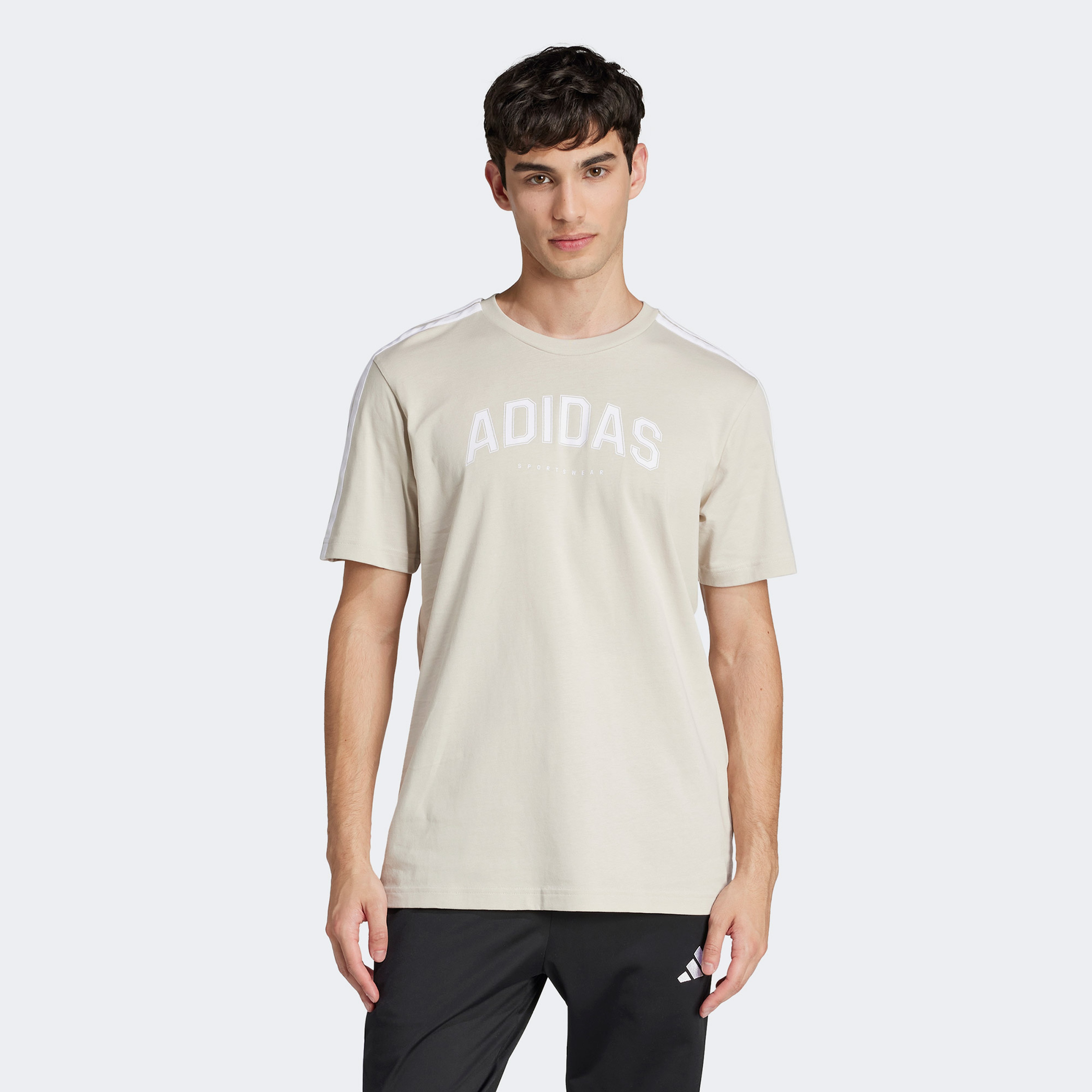 adidas Codes Collegiate Linear Graphic Erkek Gri T-Shirt