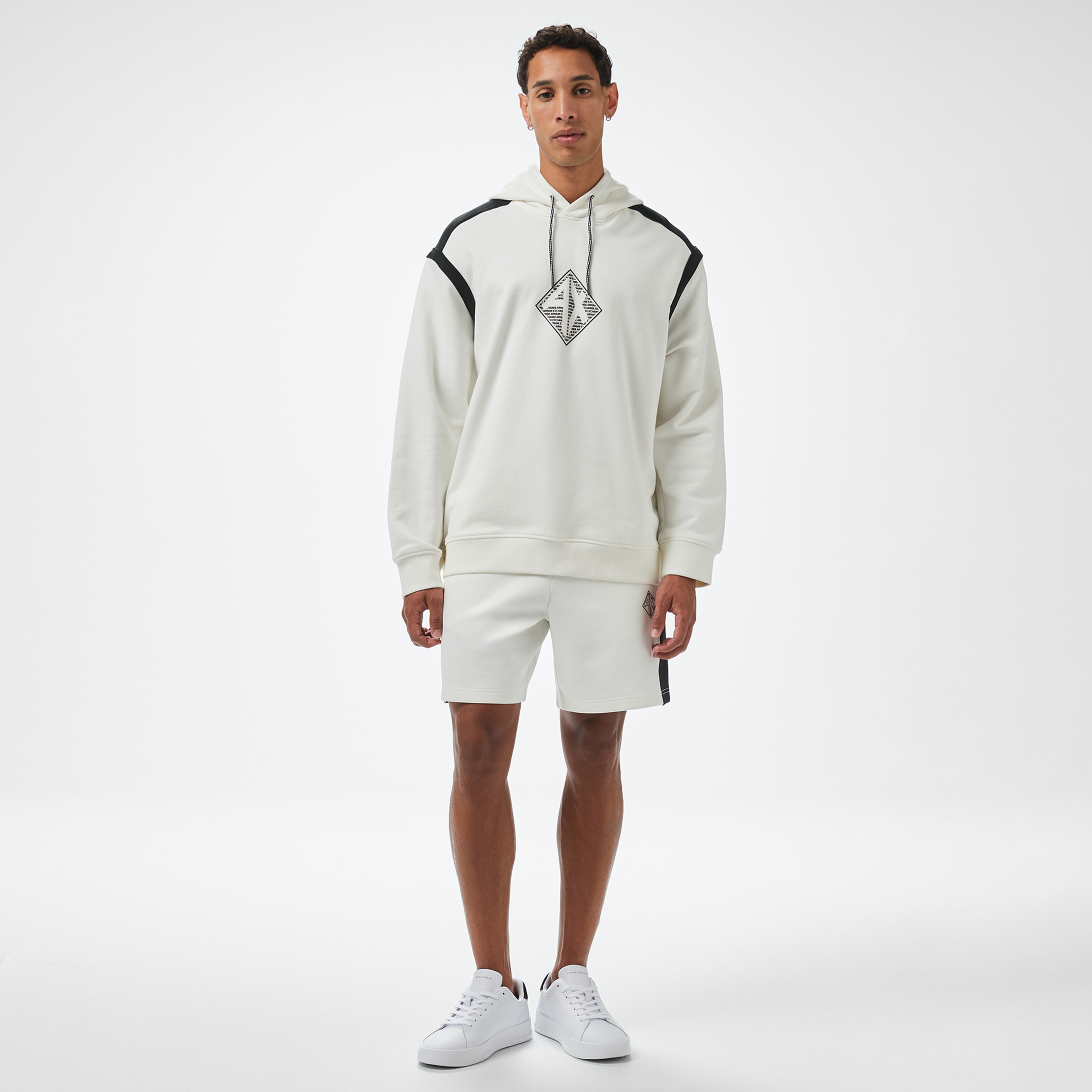 Armani Exchange Erkek Beyaz Kapüşonlu Sweatshirt