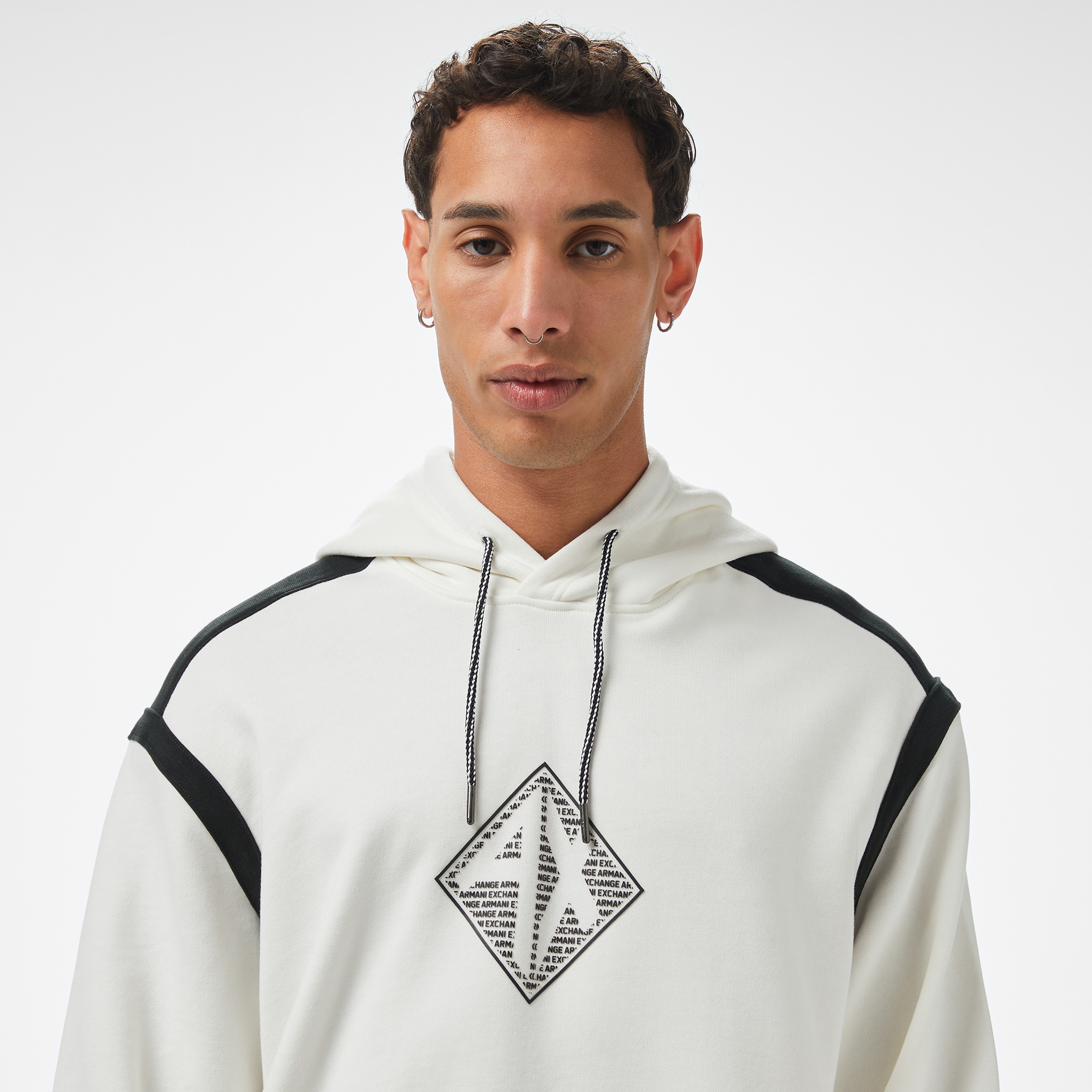 Armani Exchange Erkek Beyaz Kapüşonlu Sweatshirt