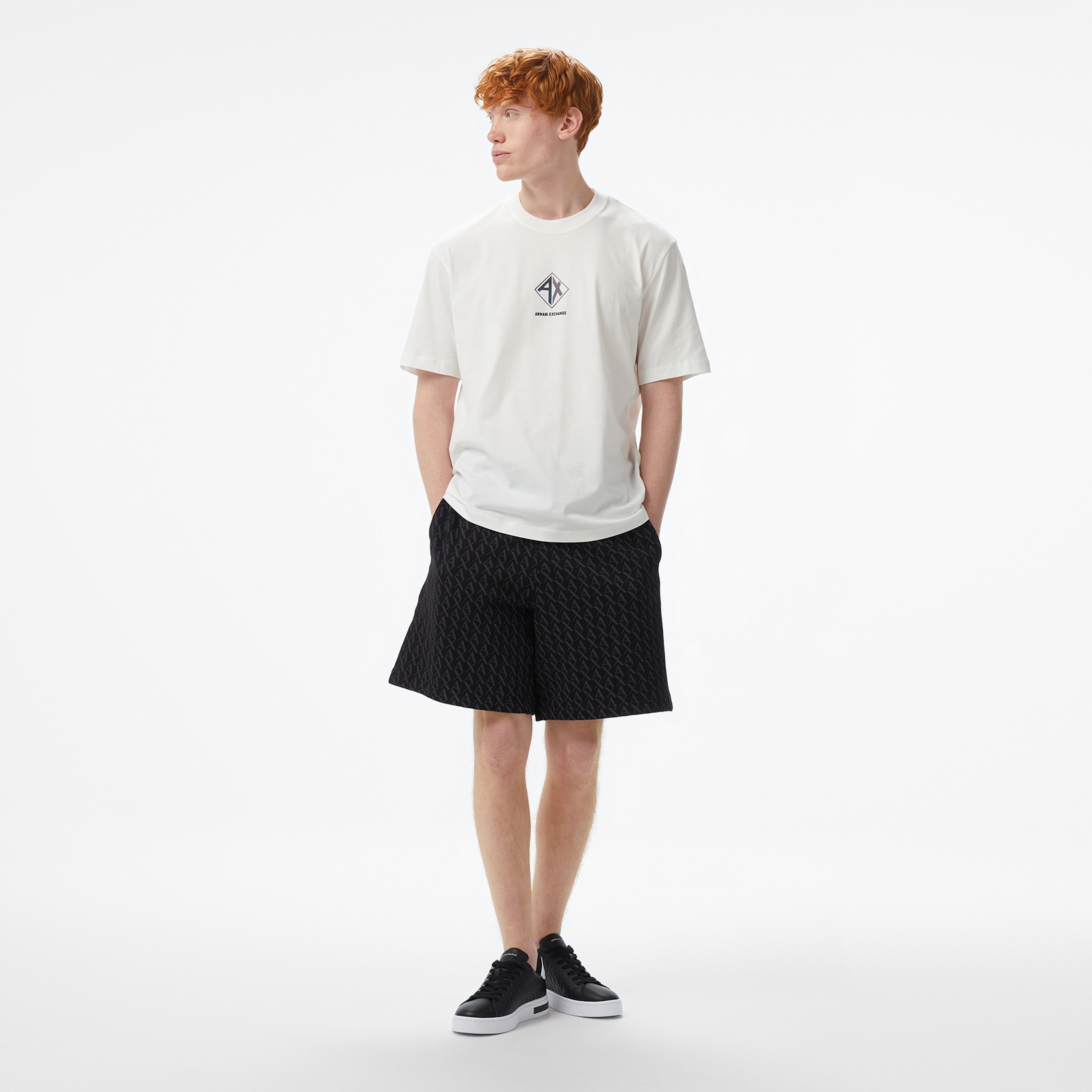 Armani Exchange Erkek Beyaz Bisiklet Yaka T-Shirt