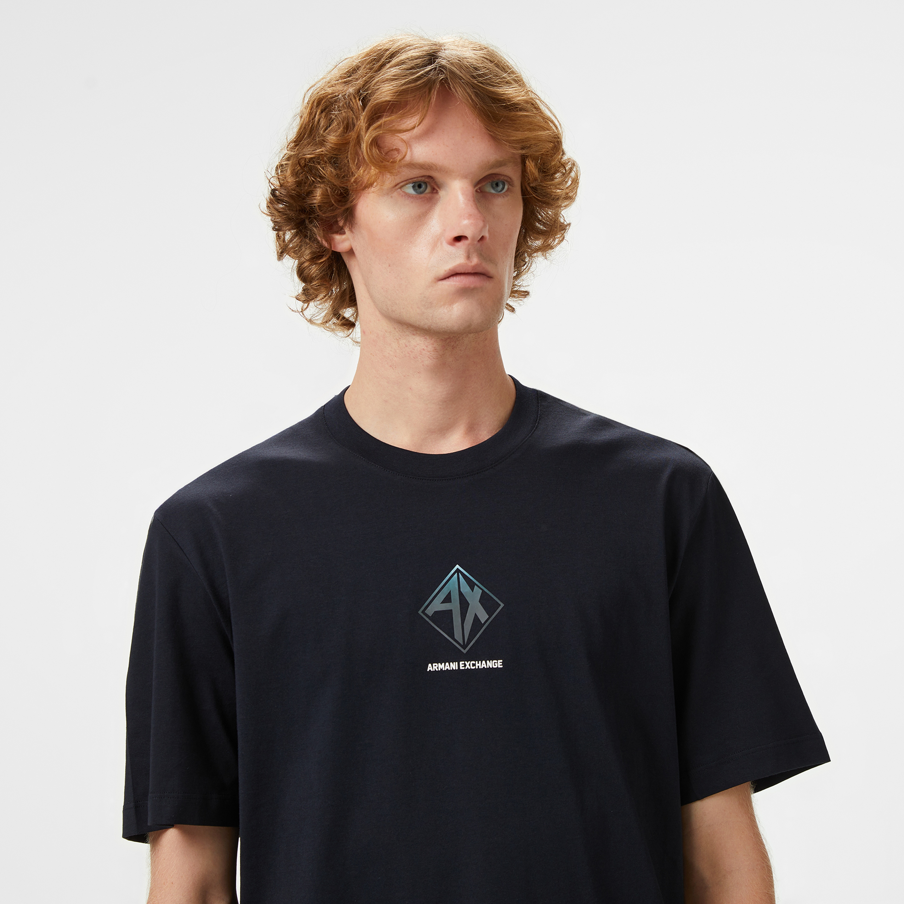 Armani Exchange Erkek Lacivert Bisiklet Yaka T-Shirt