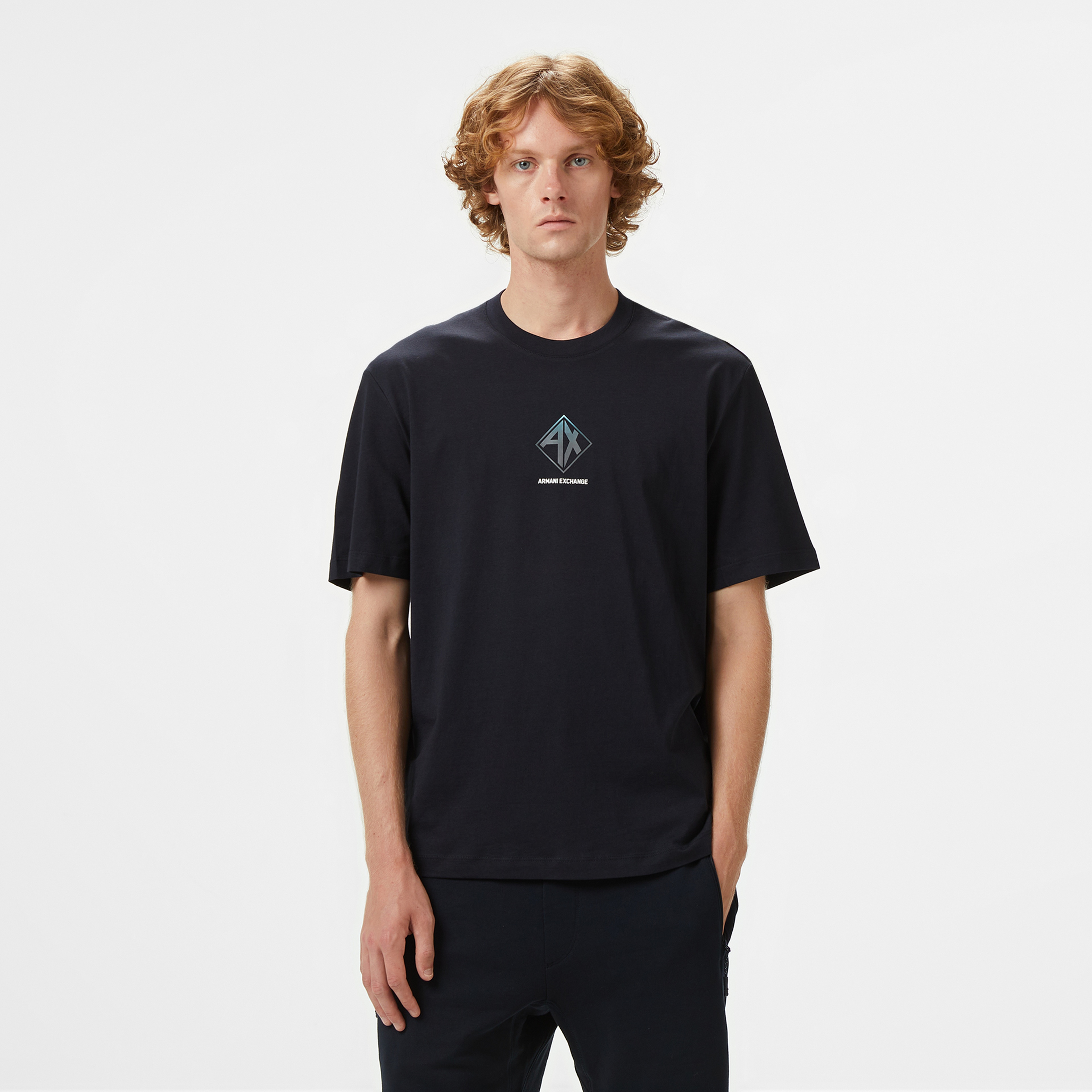 Armani Exchange Erkek Lacivert Bisiklet Yaka T-Shirt