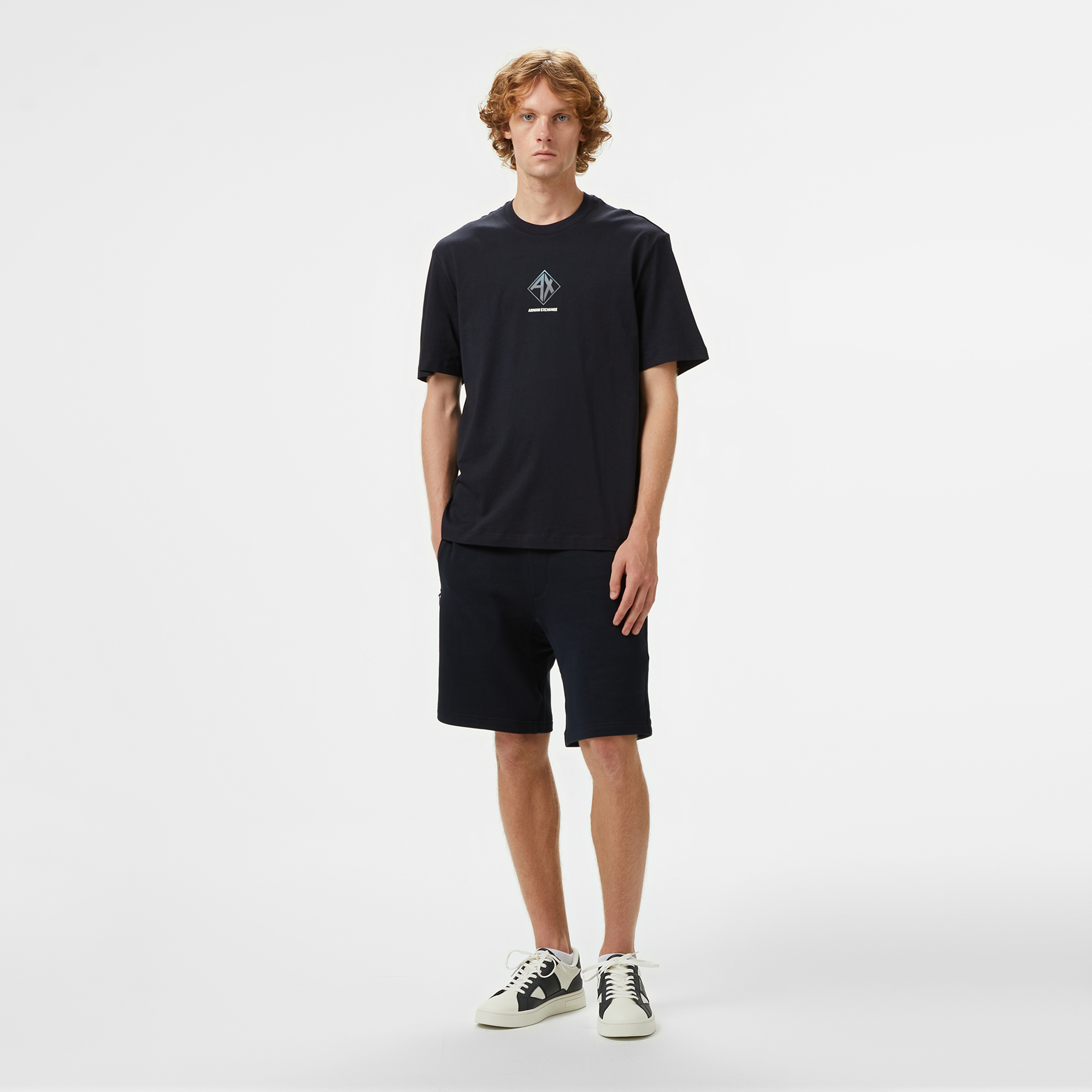 Armani Exchange Erkek Lacivert Bisiklet Yaka T-Shirt