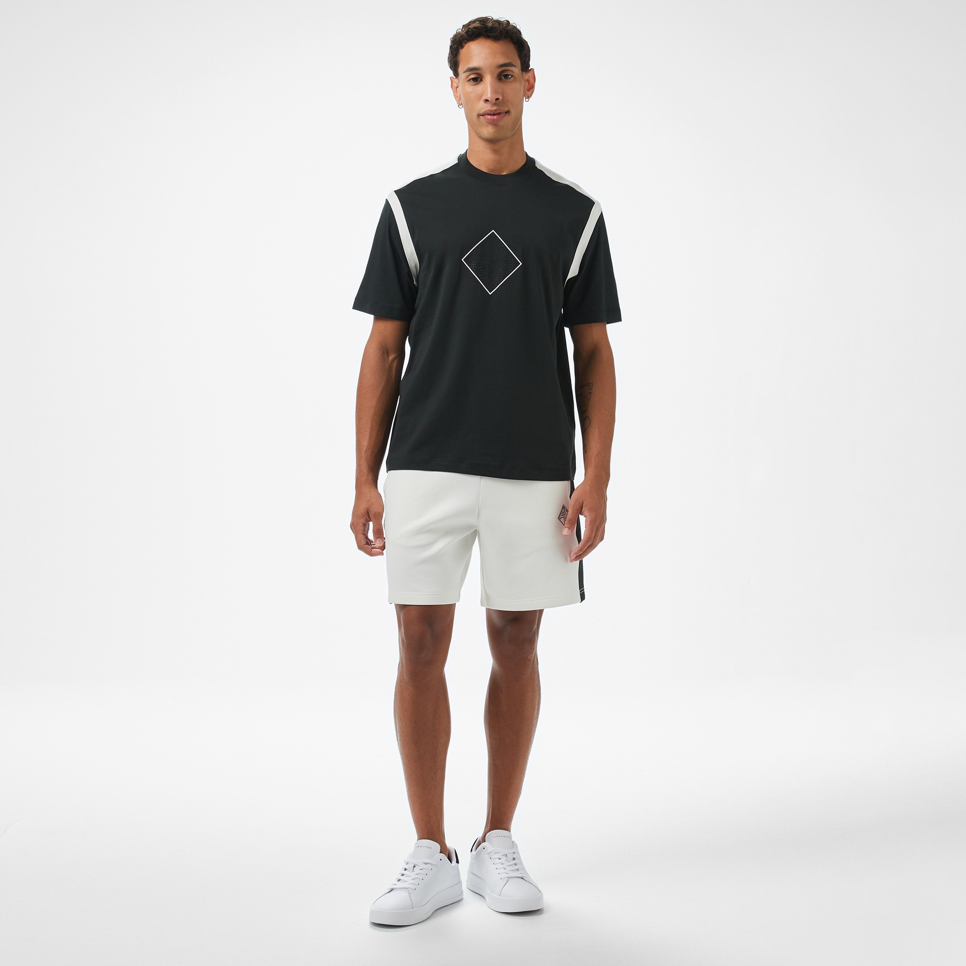 Armani Exchange Erkek Mavi Bisiklet Yaka T-Shirt