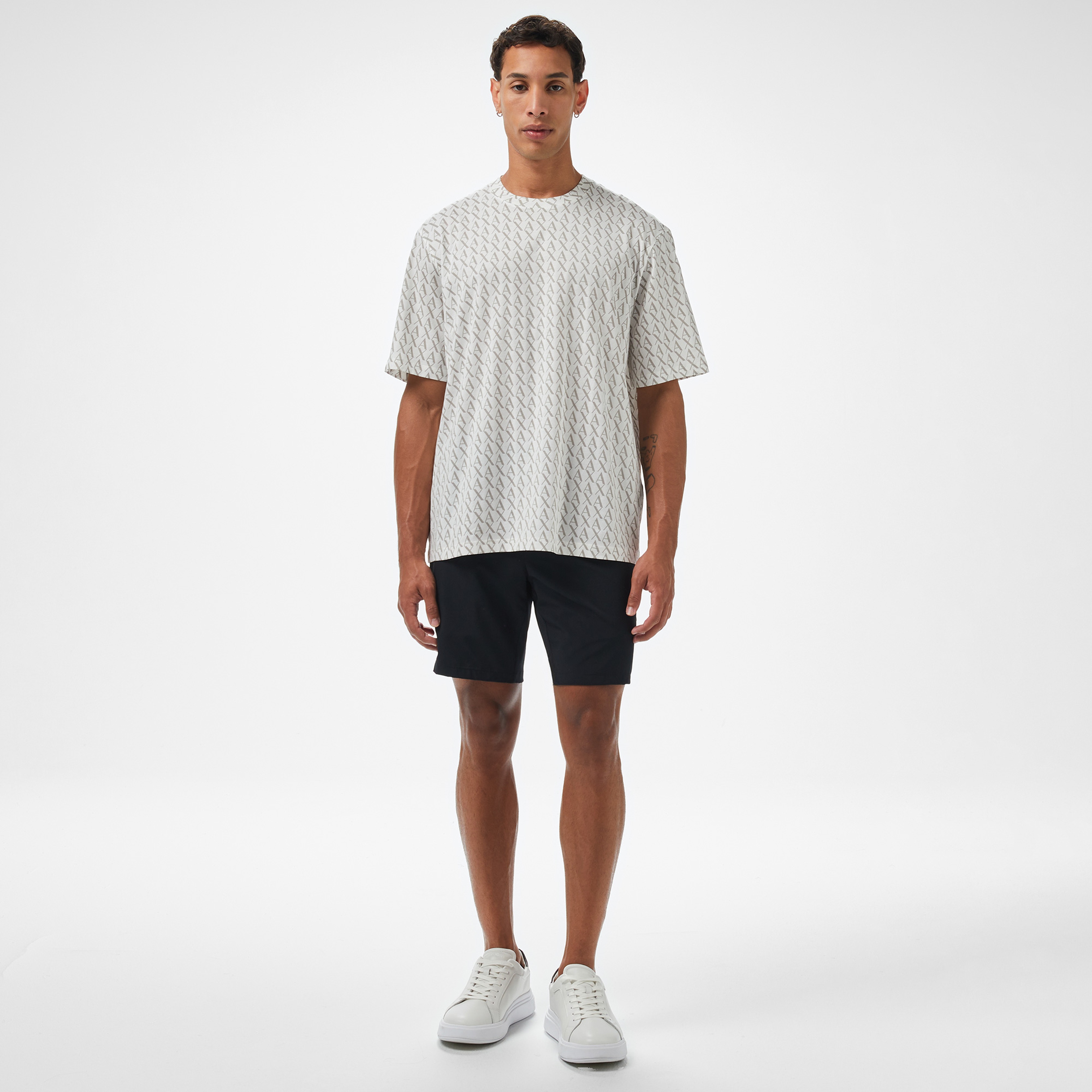 Armani Exchange Erkek Beyaz Bisiklet Yaka T-Shirt