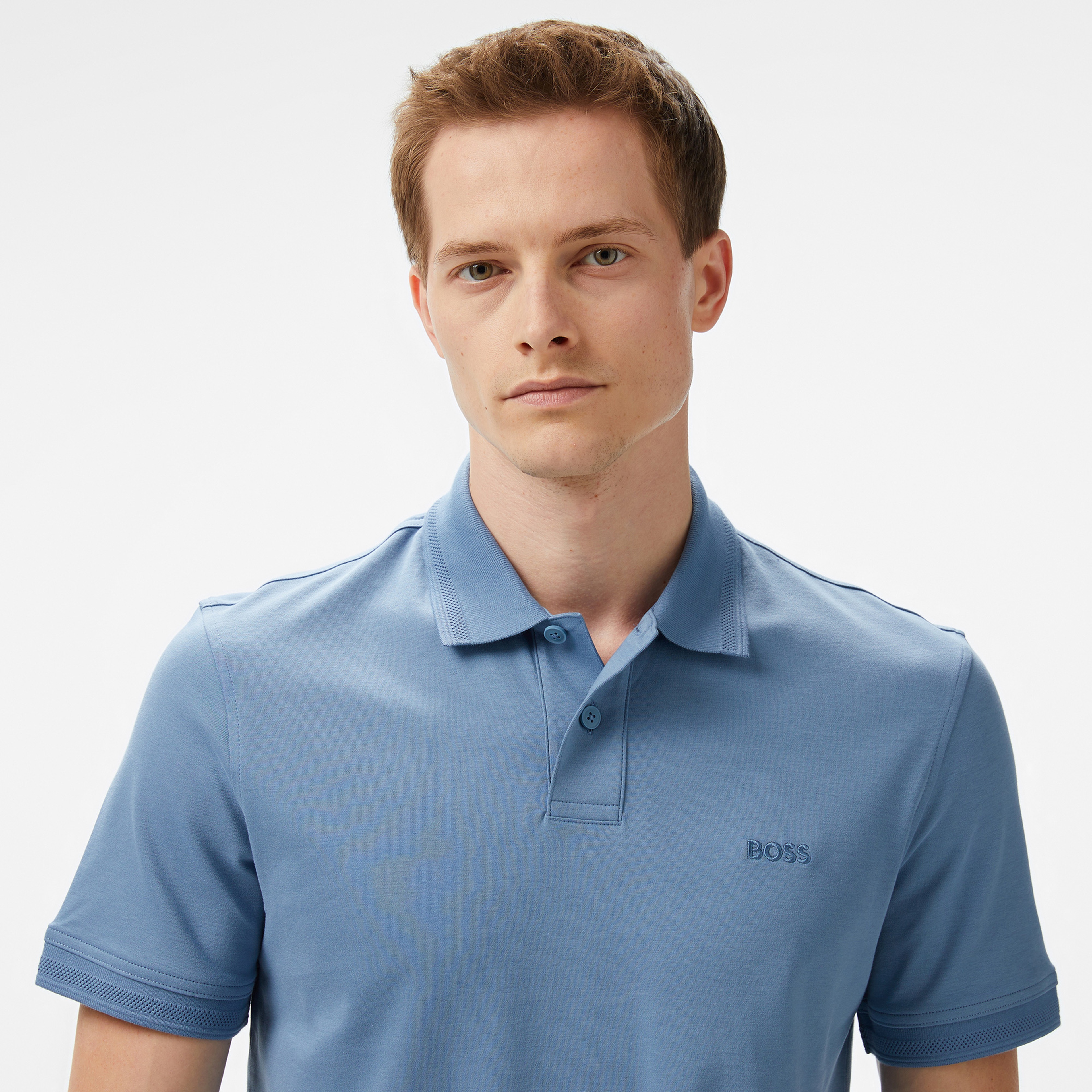 Boss Pe Interlock Erkek Mavi Polo