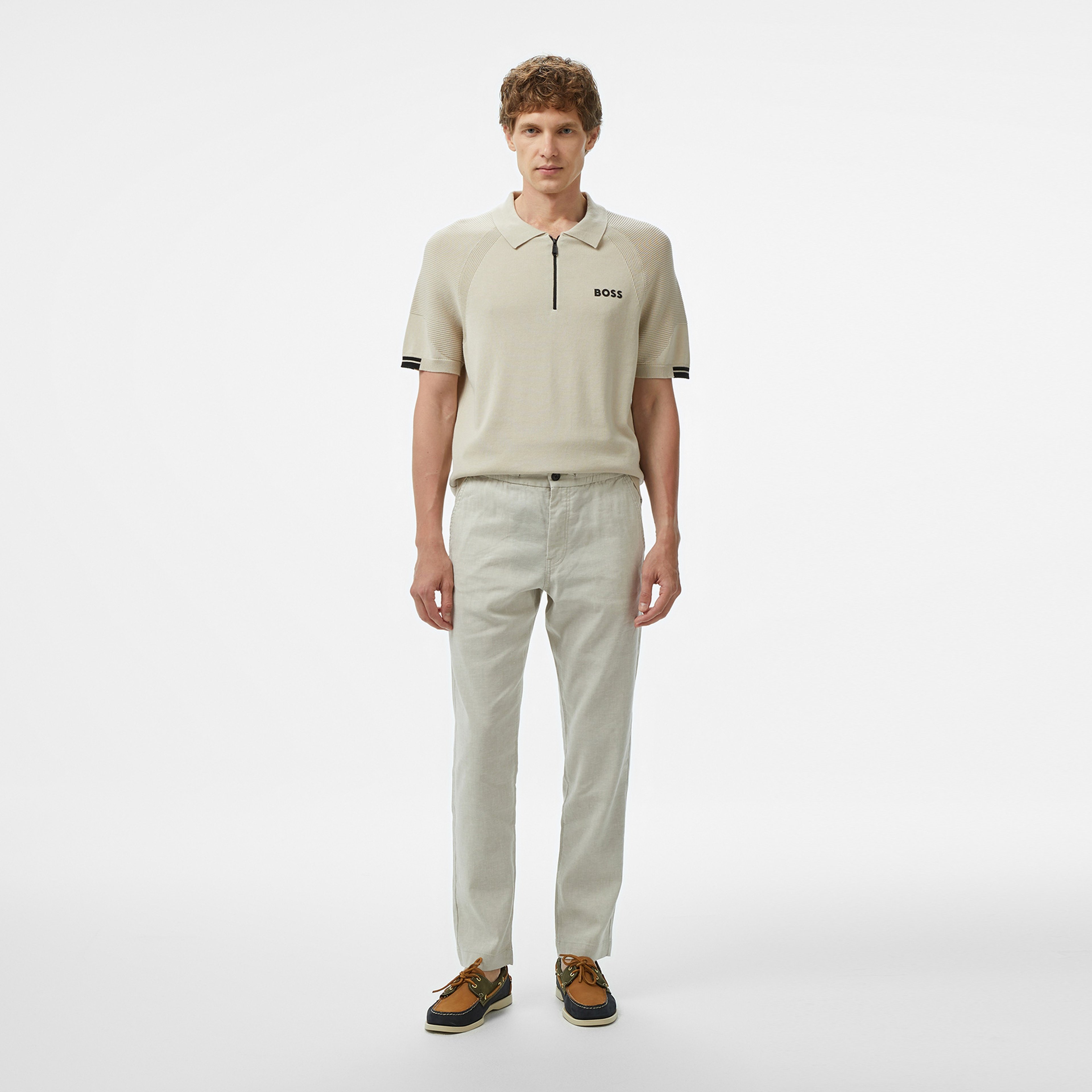 BOSS Perform Max PL Erkek Bej Polo