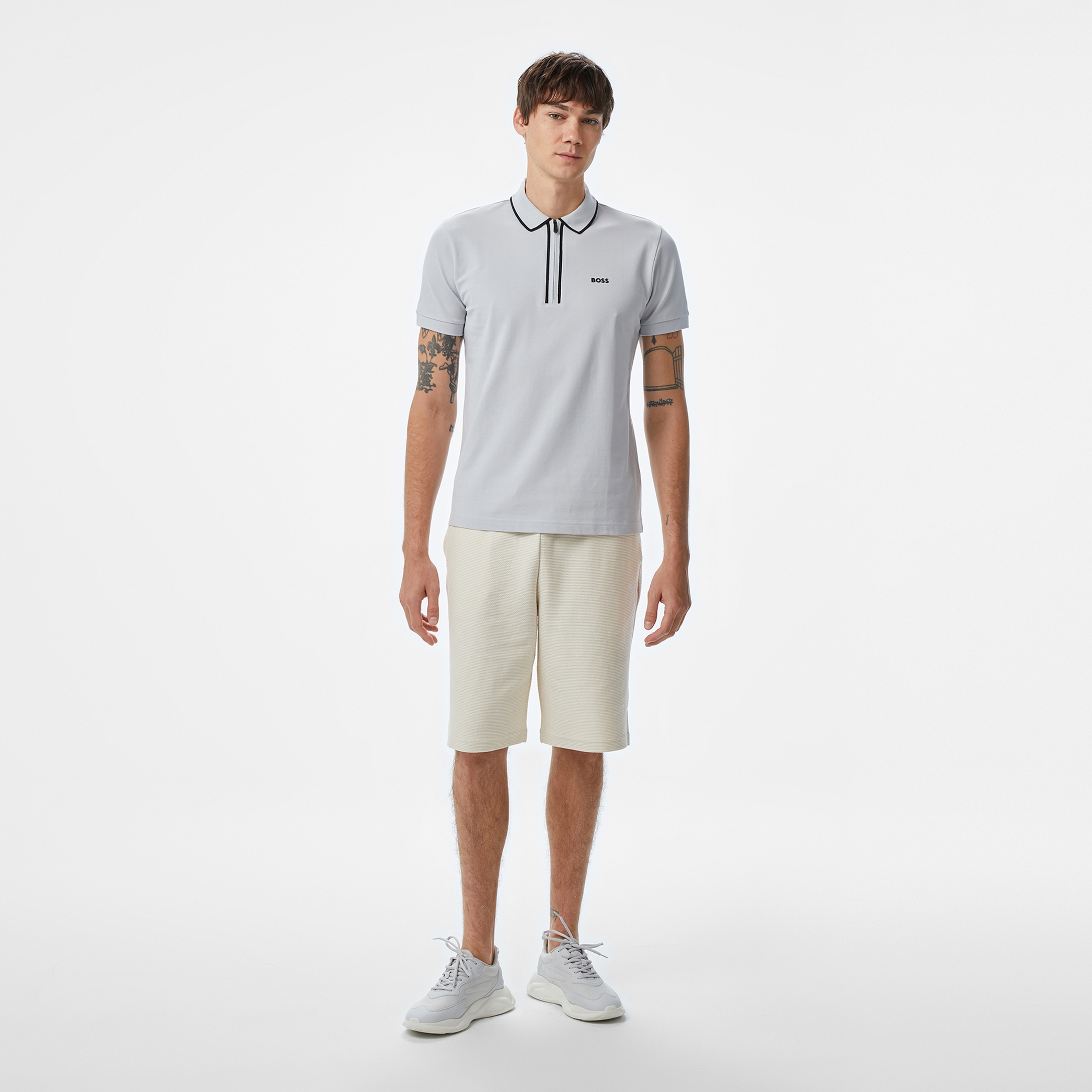 Boss Philix Tape Erkek Gri Polo