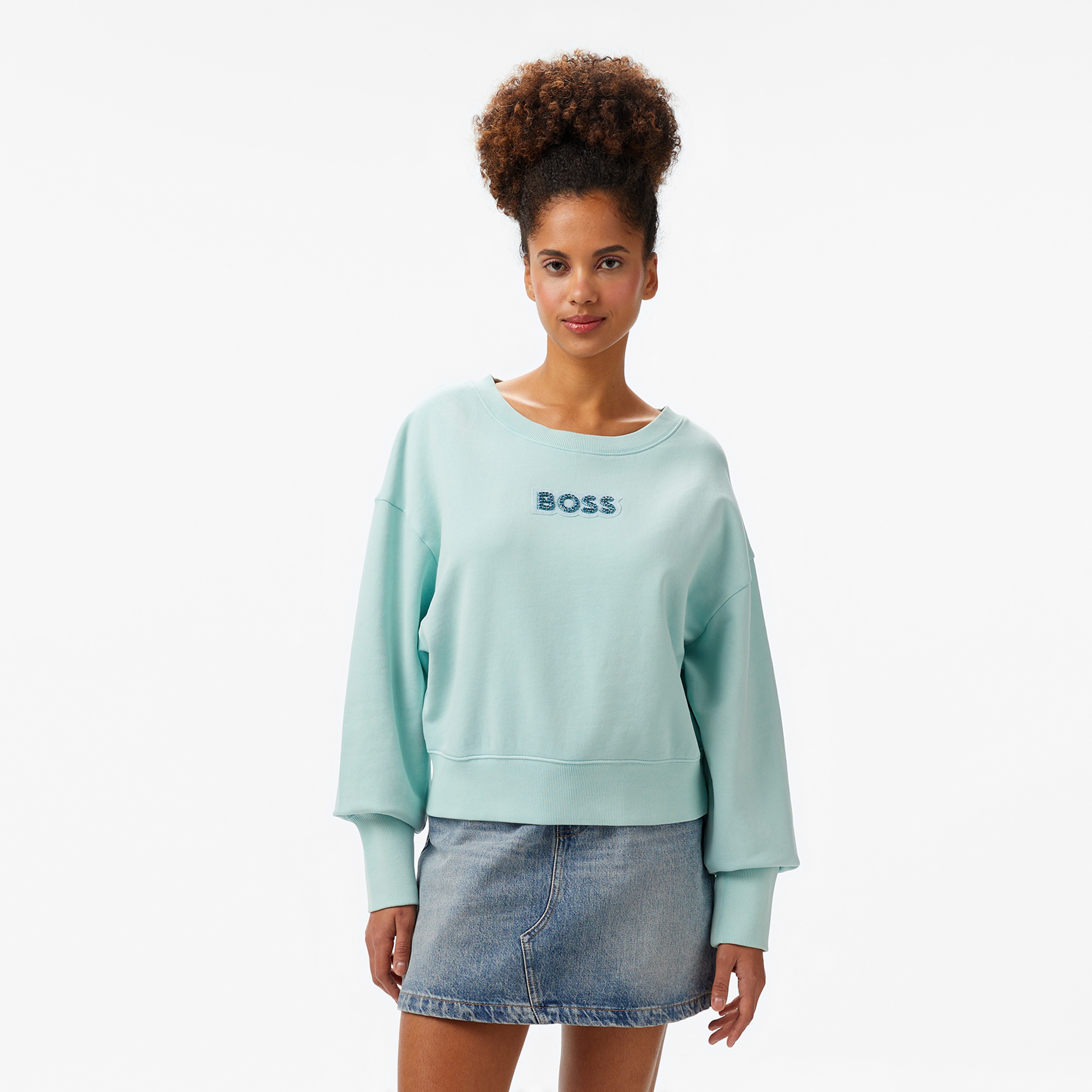 Boss Elay Stonebadge Kadın Mavi Sweatshirt