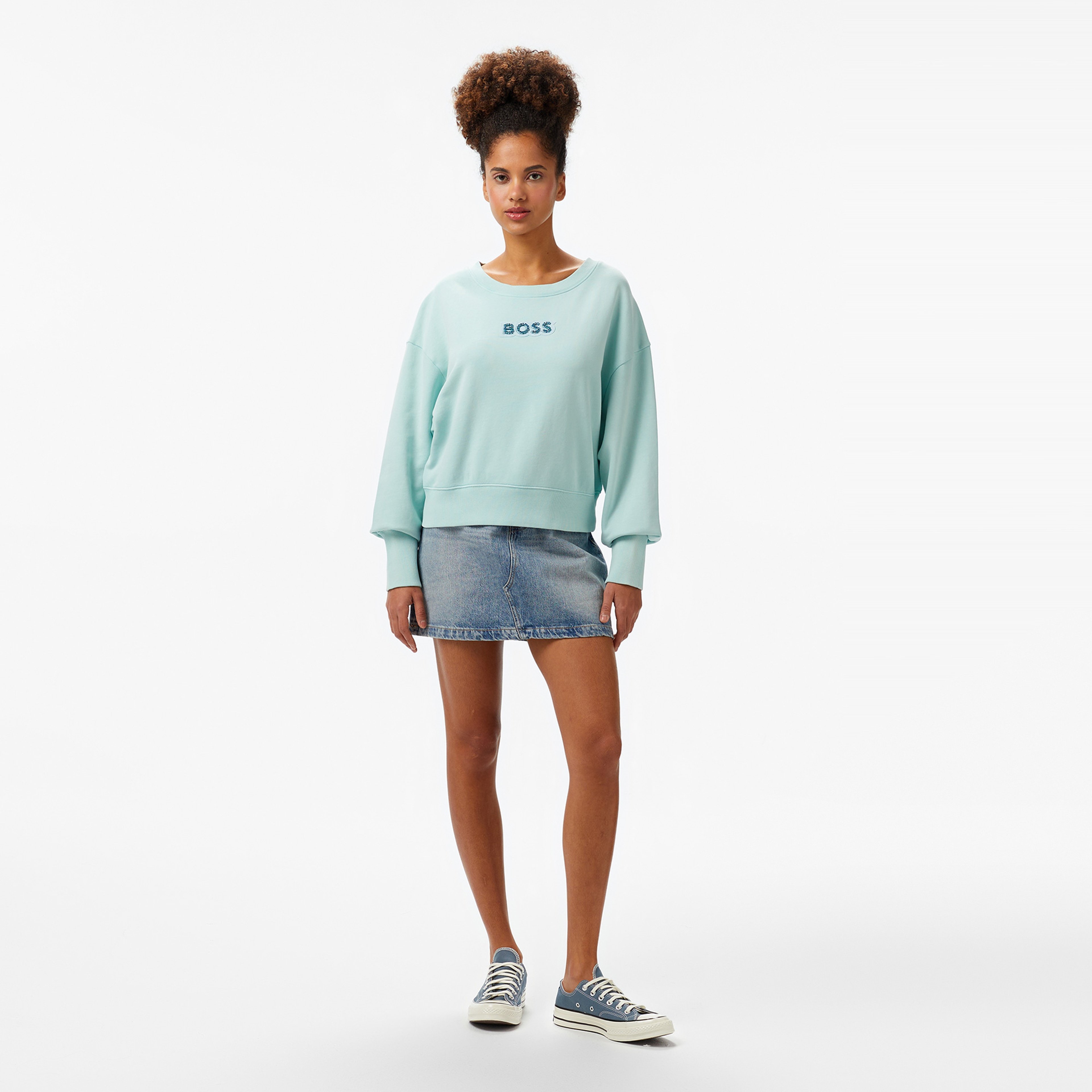 Boss Elay Stonebadge Kadın Mavi Sweatshirt