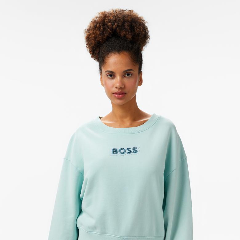 Boss Elay Stonebadge Kadın Mavi Sweatshirt
