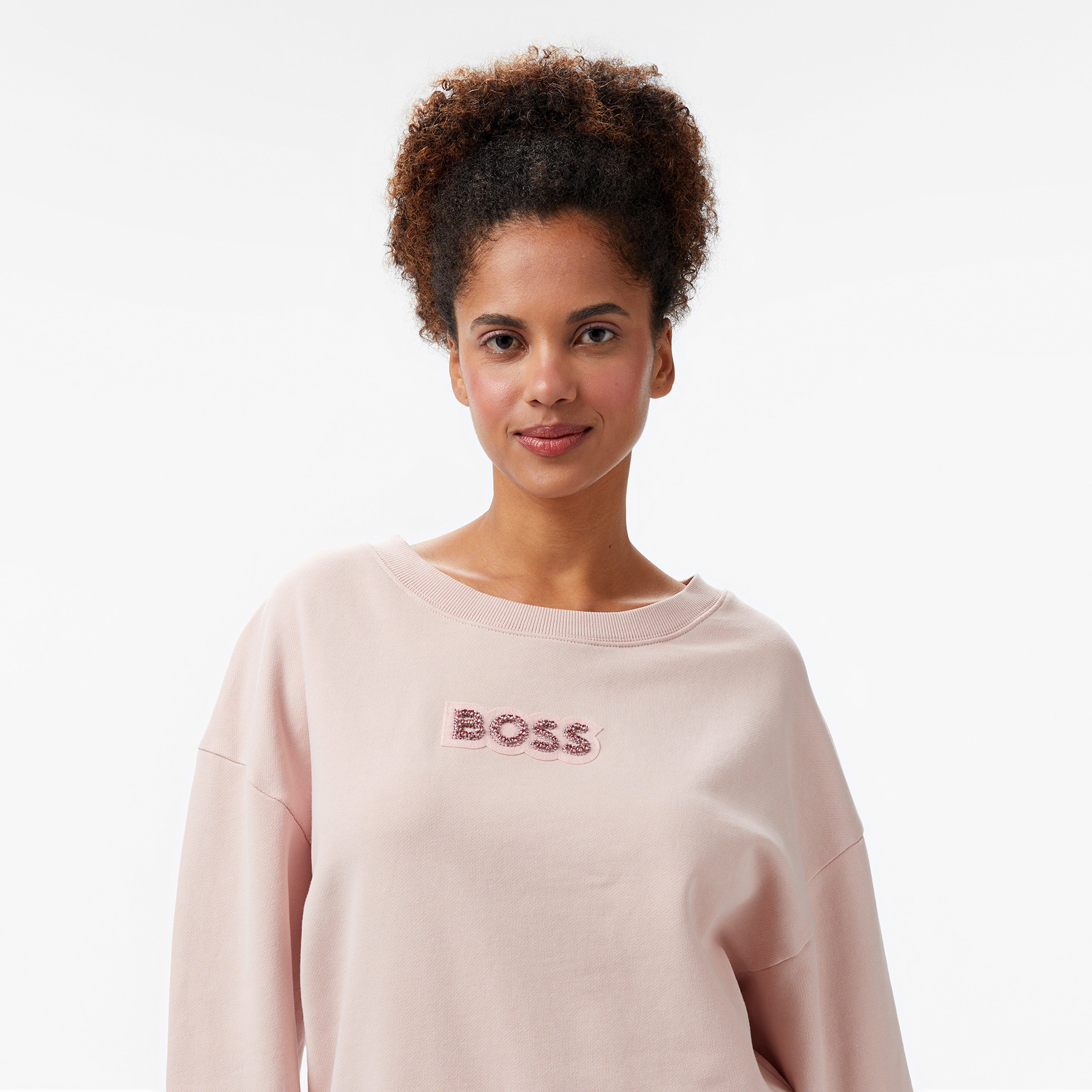 Boss Elay Stonebadge Kadın Pembe Sweatshirt