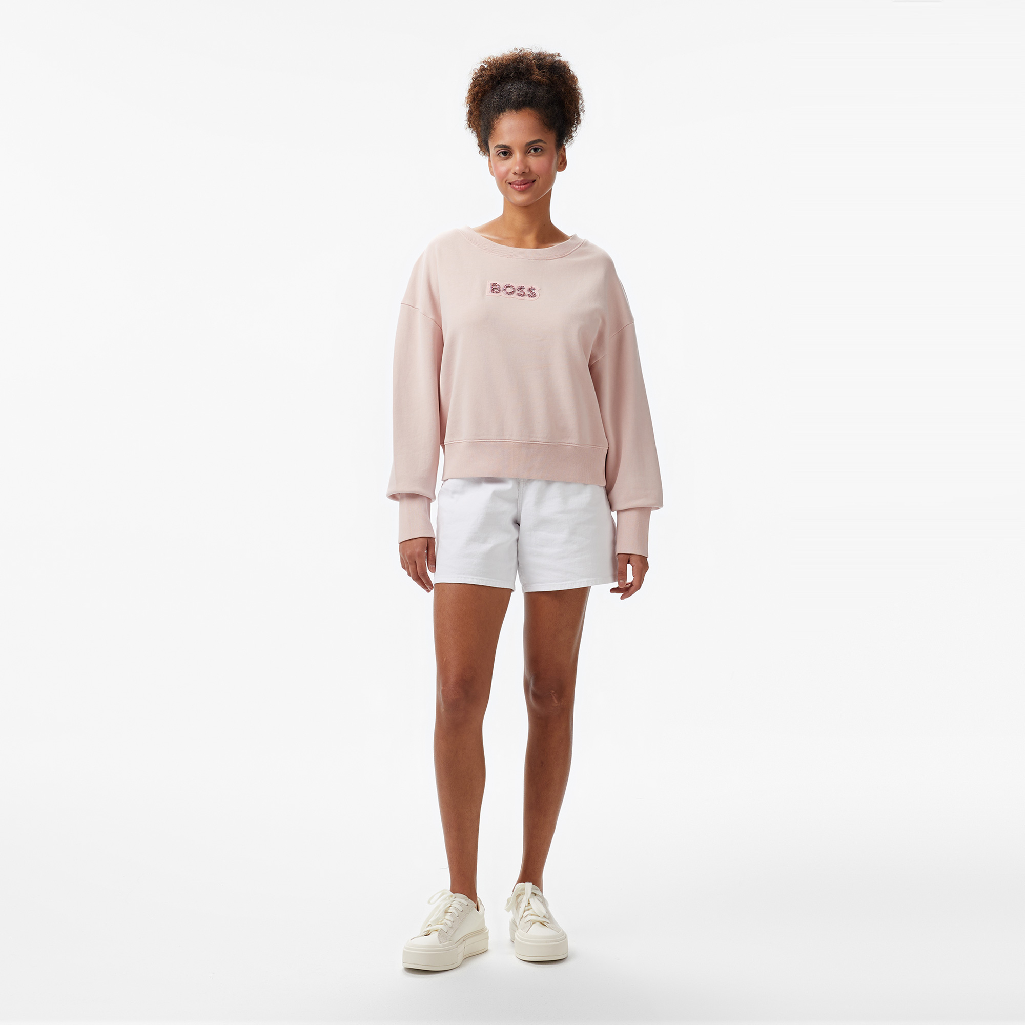 Boss Elay Stonebadge Kadın Pembe Sweatshirt