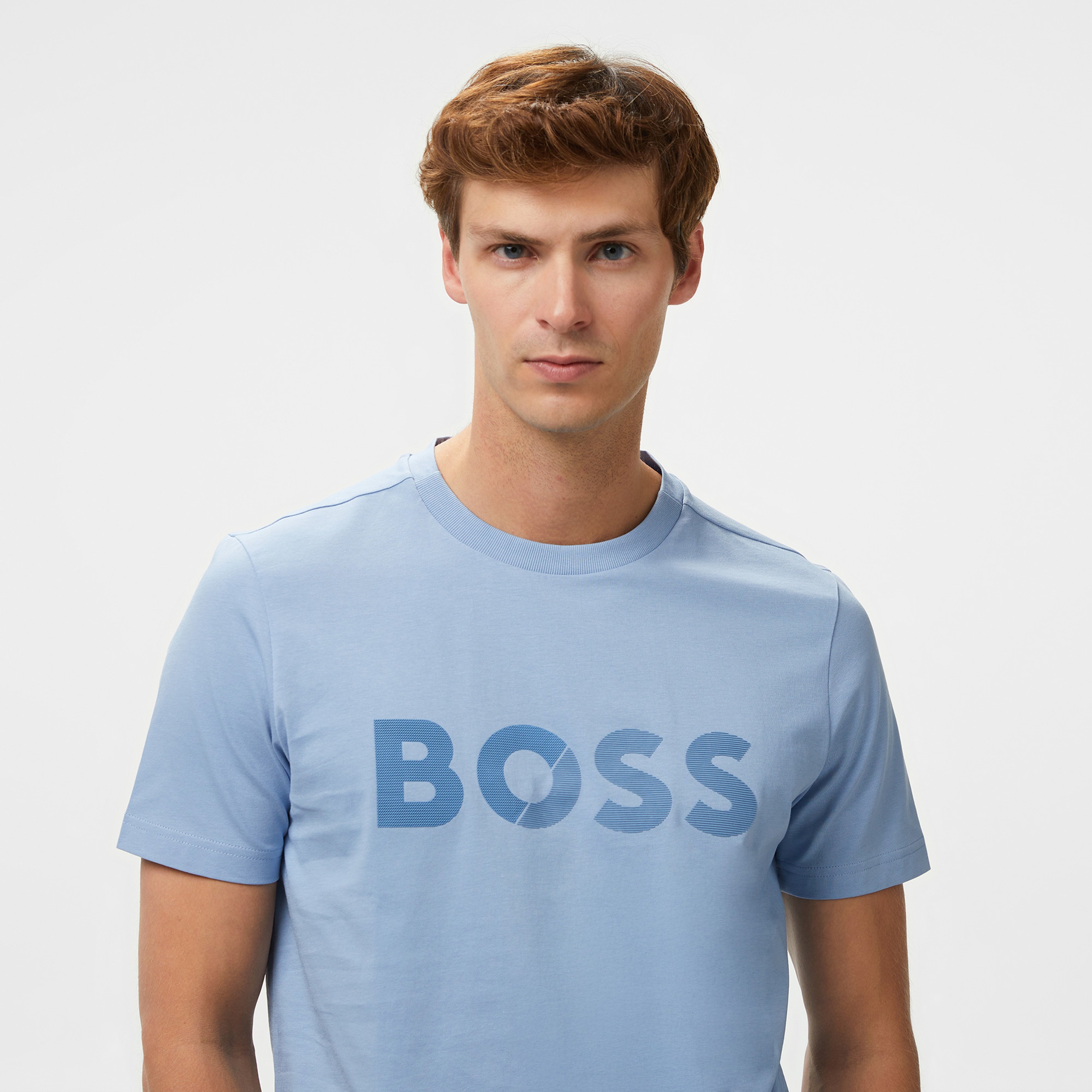 Boss Tee Tape Logo Erkek Mavi T-Shirt