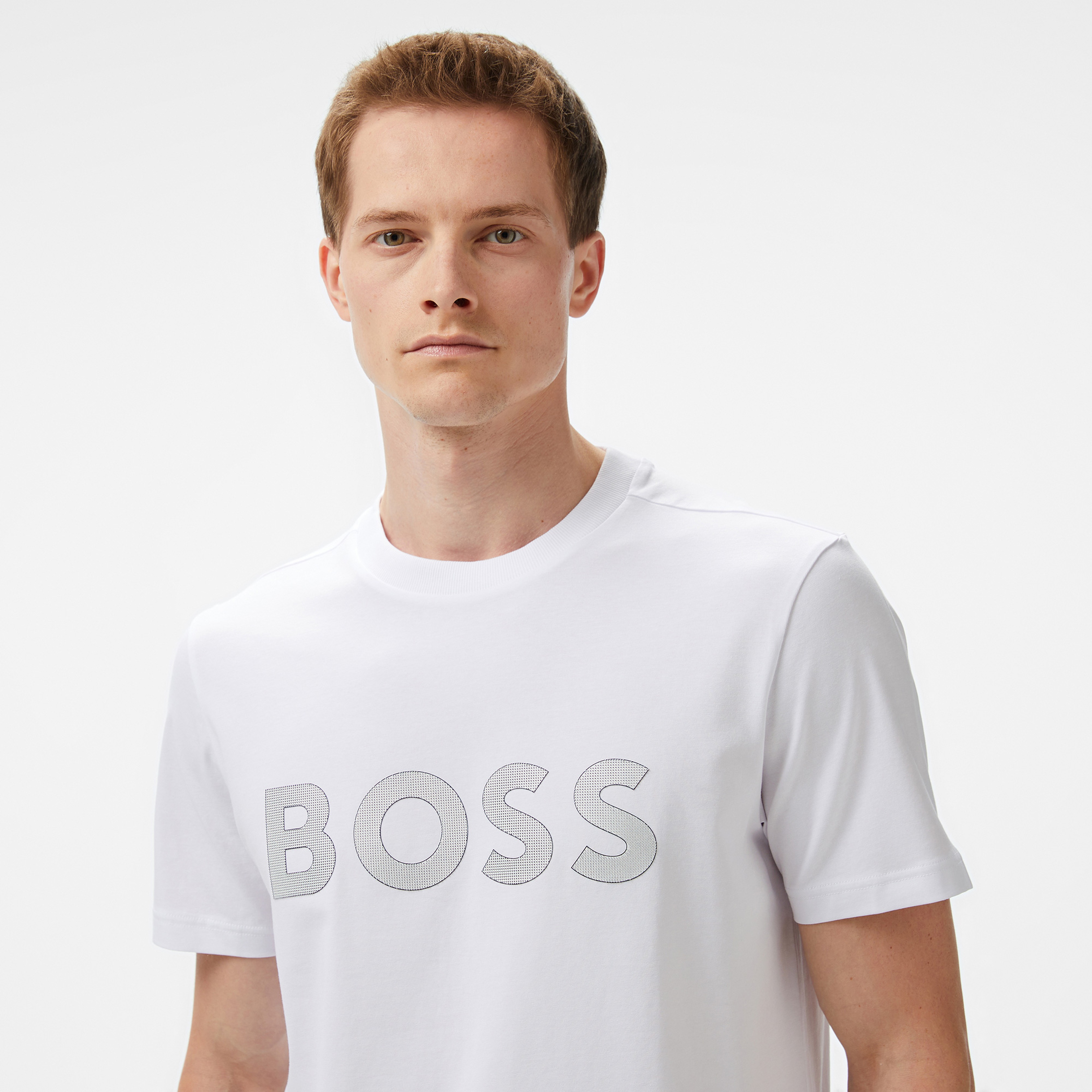 Boss Logo Erkek Beyaz T-Shirt