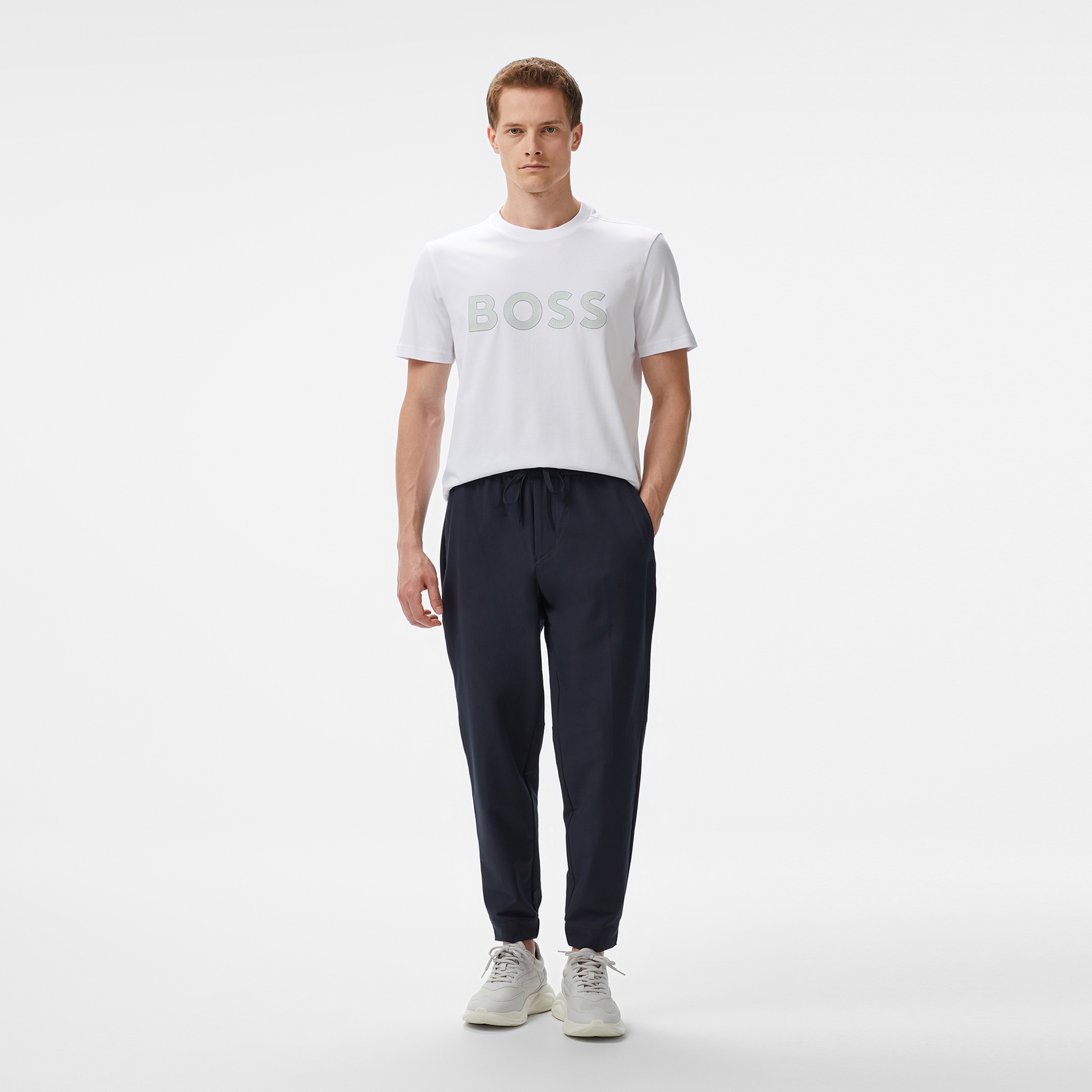 Boss Logo Erkek Beyaz T-Shirt