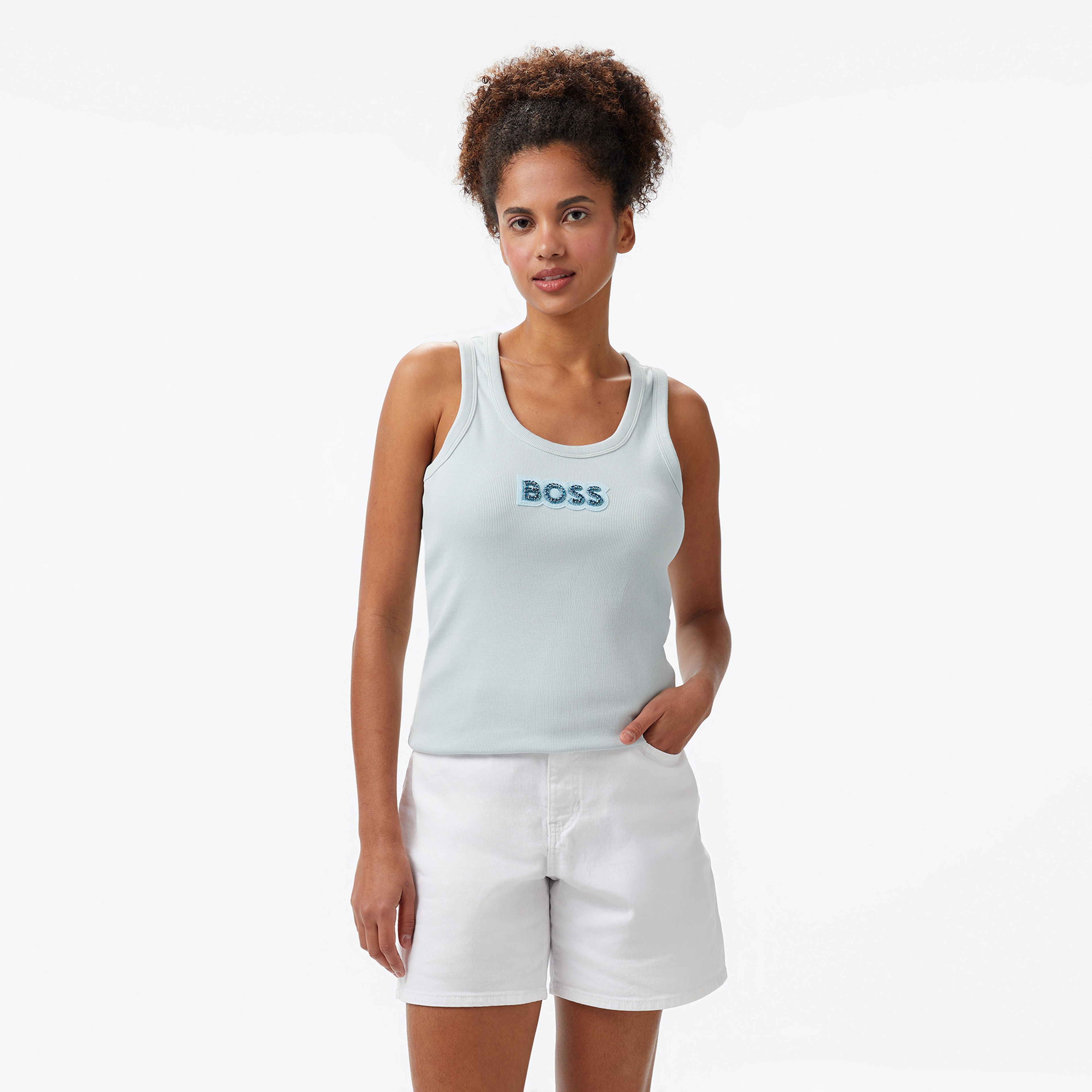 Boss Ematite2 Stonebadg Kadın Mavi Kolsuz T-Shirt