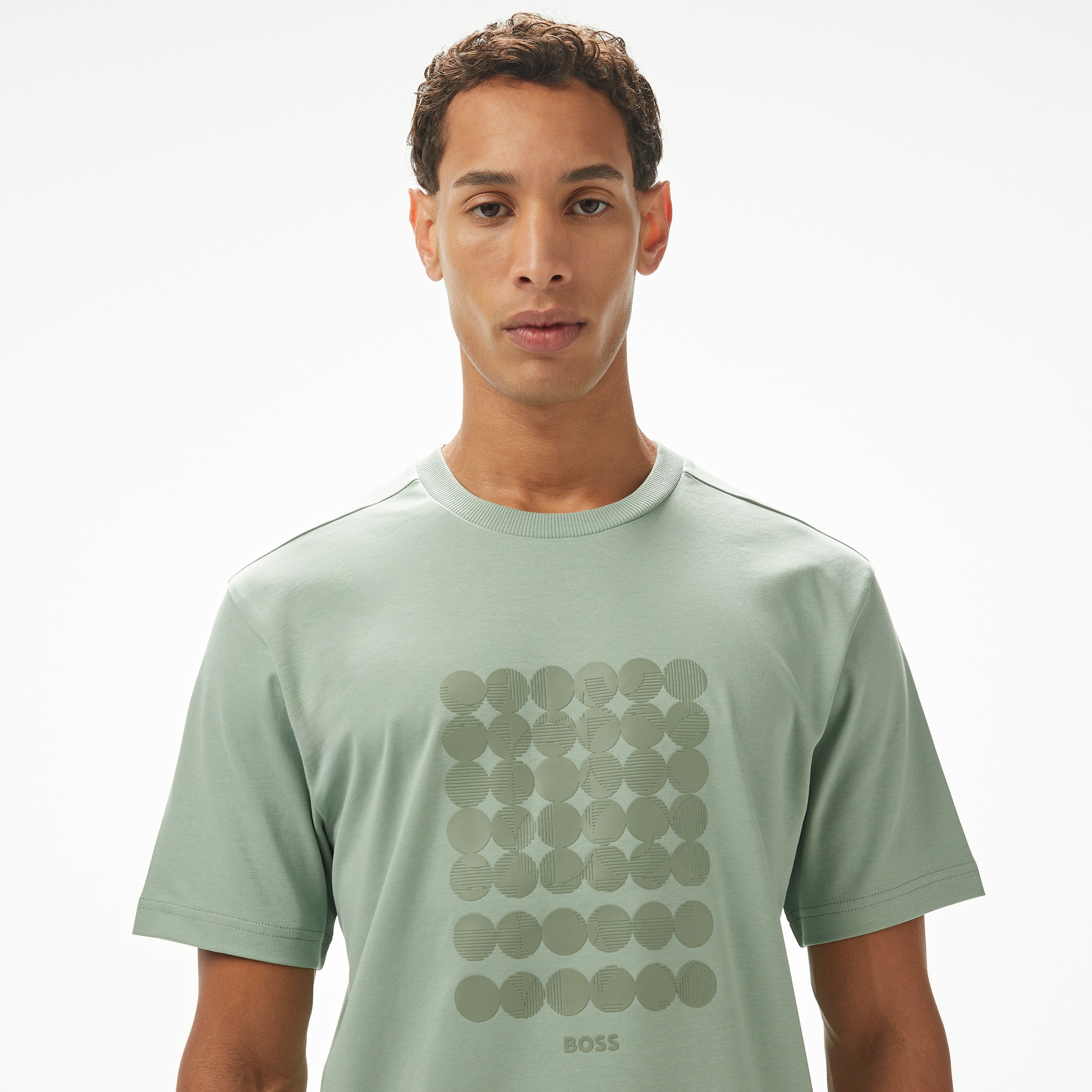 Boss Tee Print Striped C Erkek Yeşil T-Shirt