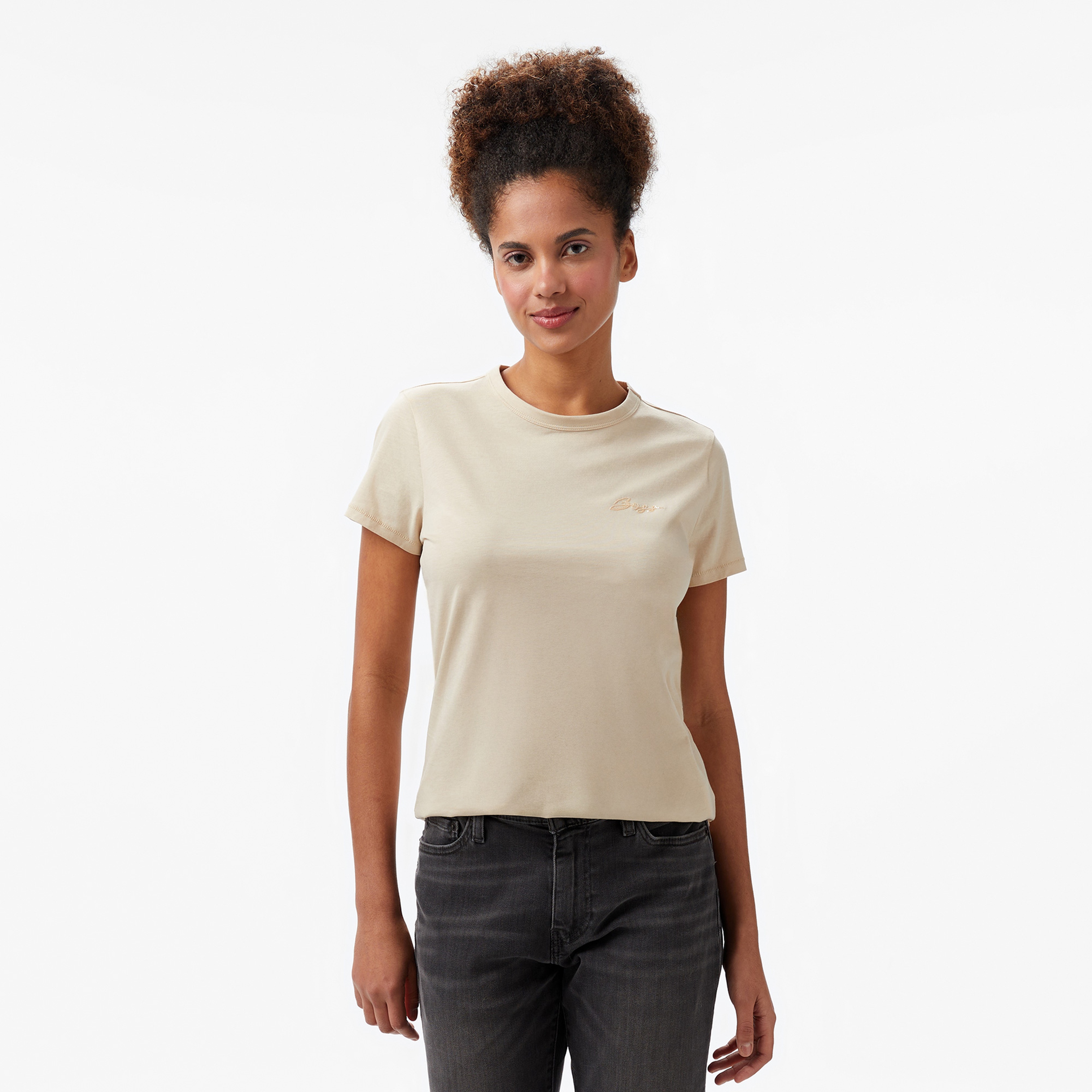 Boss Elogo 20 Kadın Bej T-Shirt