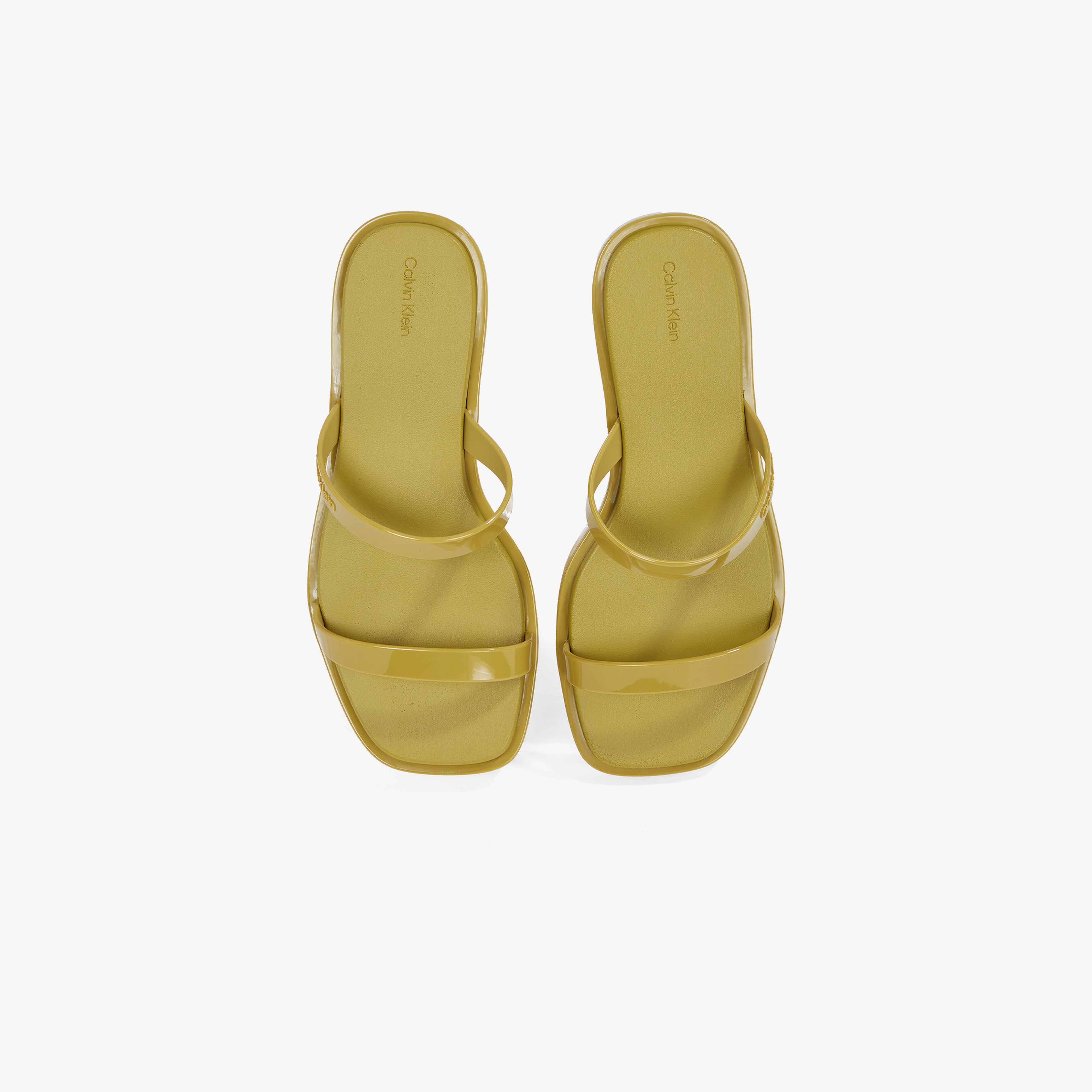 Calvin Klein Double Bar Slide - Jelly Kadın Yeşil Terlik