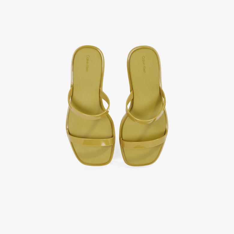 Calvin Klein Double Bar Slide - Jelly Kadın Yeşil Terlik