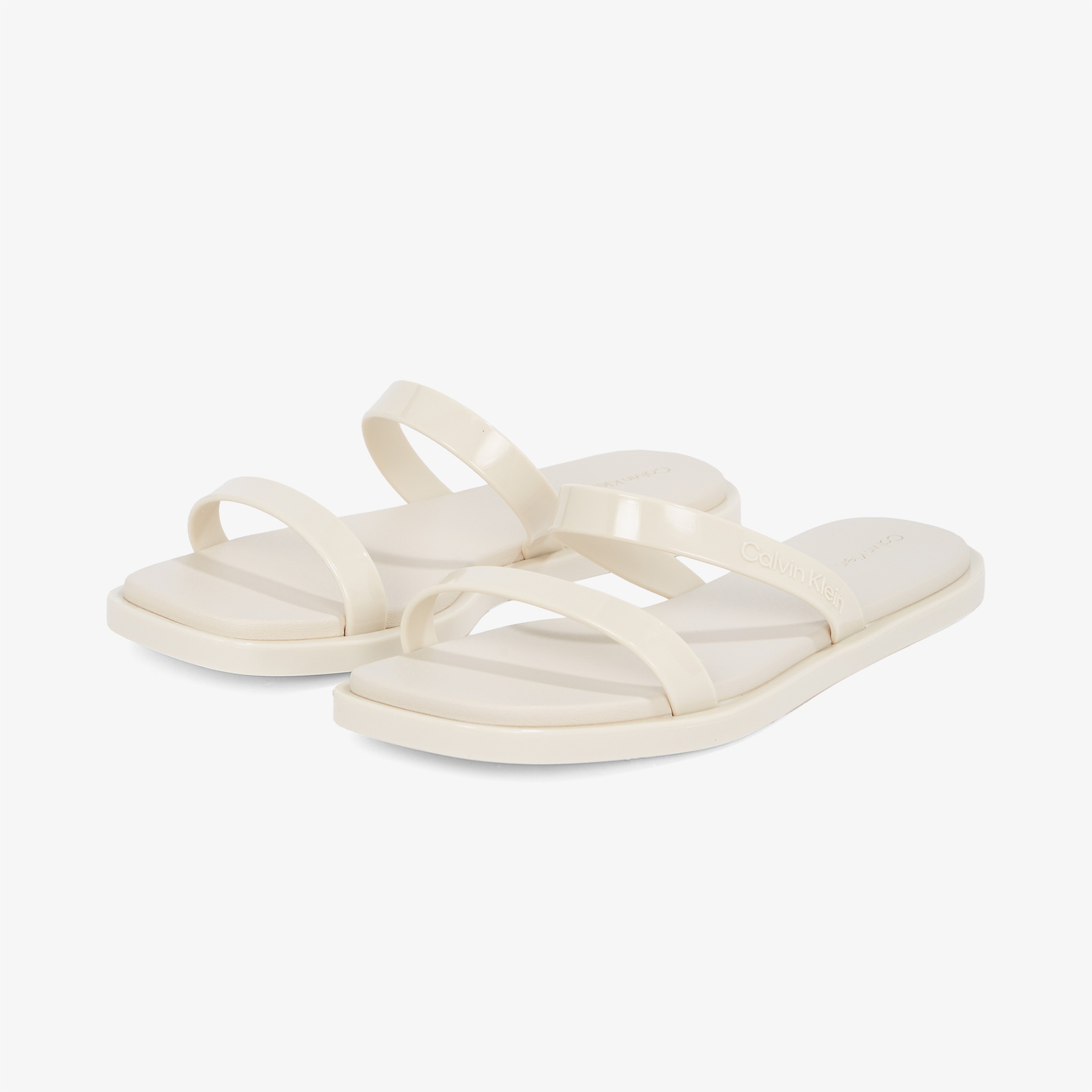 Calvin Klein Double Bar Slide Jelly Kadın Bej Terlik