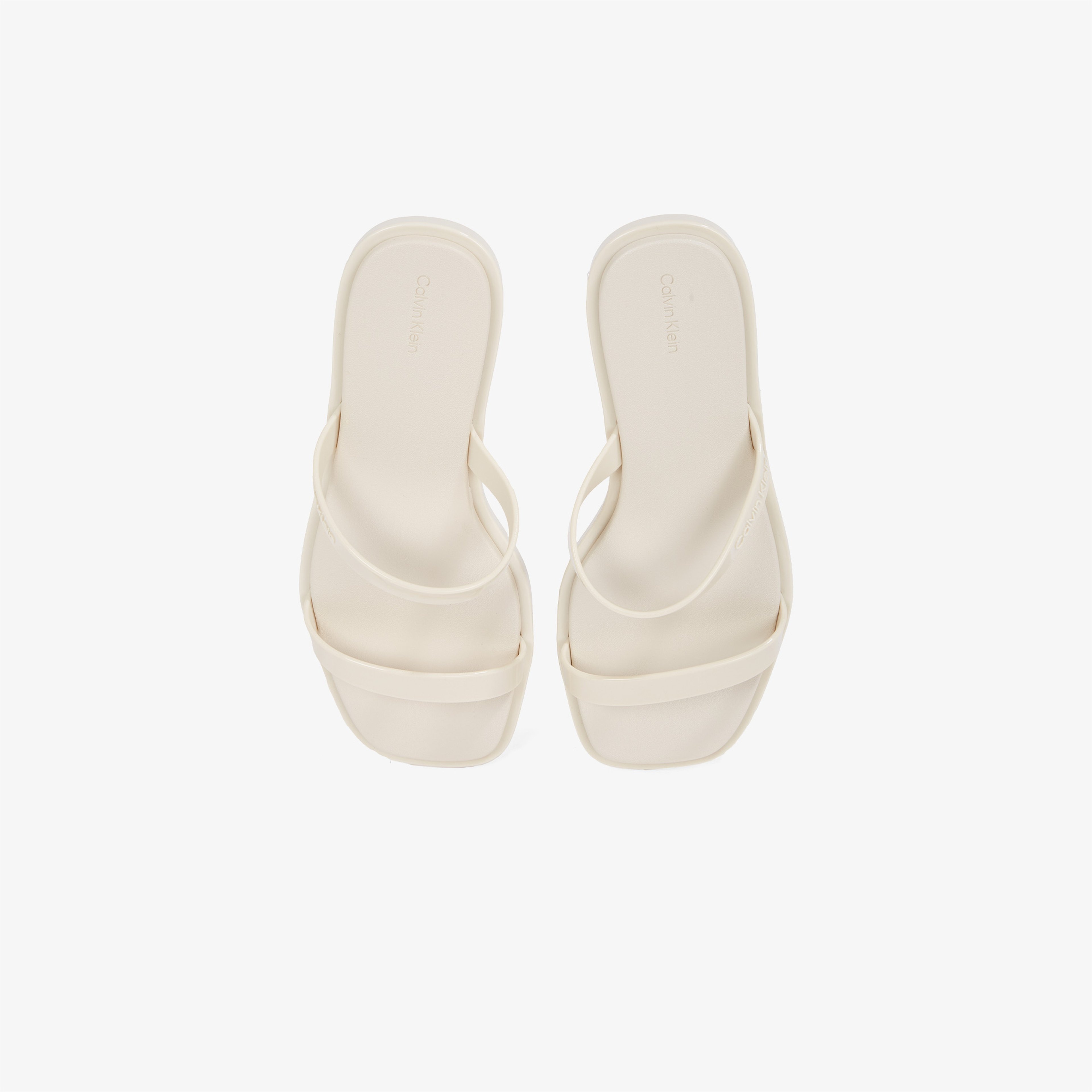 Calvin Klein Double Bar Slide Jelly Kadın Bej Terlik