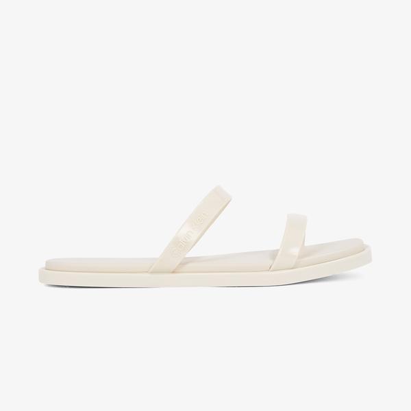 Calvin Klein Double Bar Slide Jelly Kadın Bej Terlik
