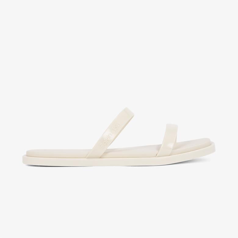 Calvin Klein Double Bar Slide Jelly Kadın Bej Terlik