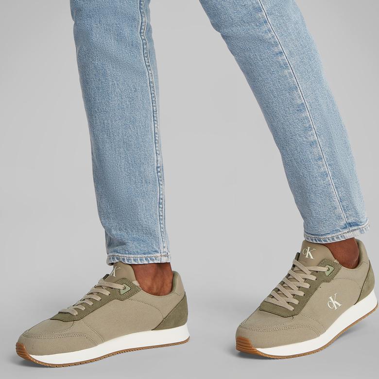 Calvin Klein Runner Sock Laceup Canvas Erkek Yeşil Sneaker