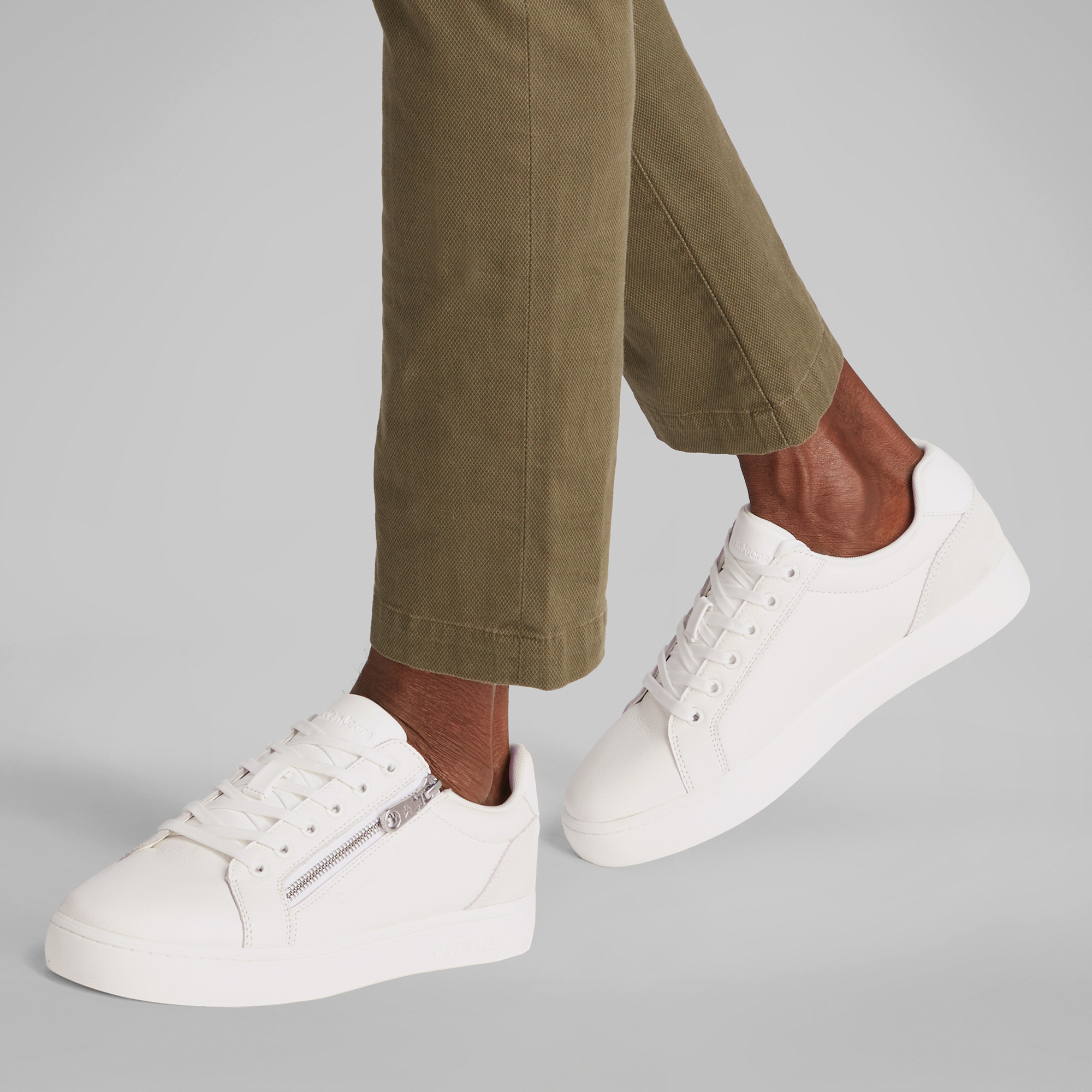 Calvin Klein Classic Cupsole Zip Low Erkek Beyaz