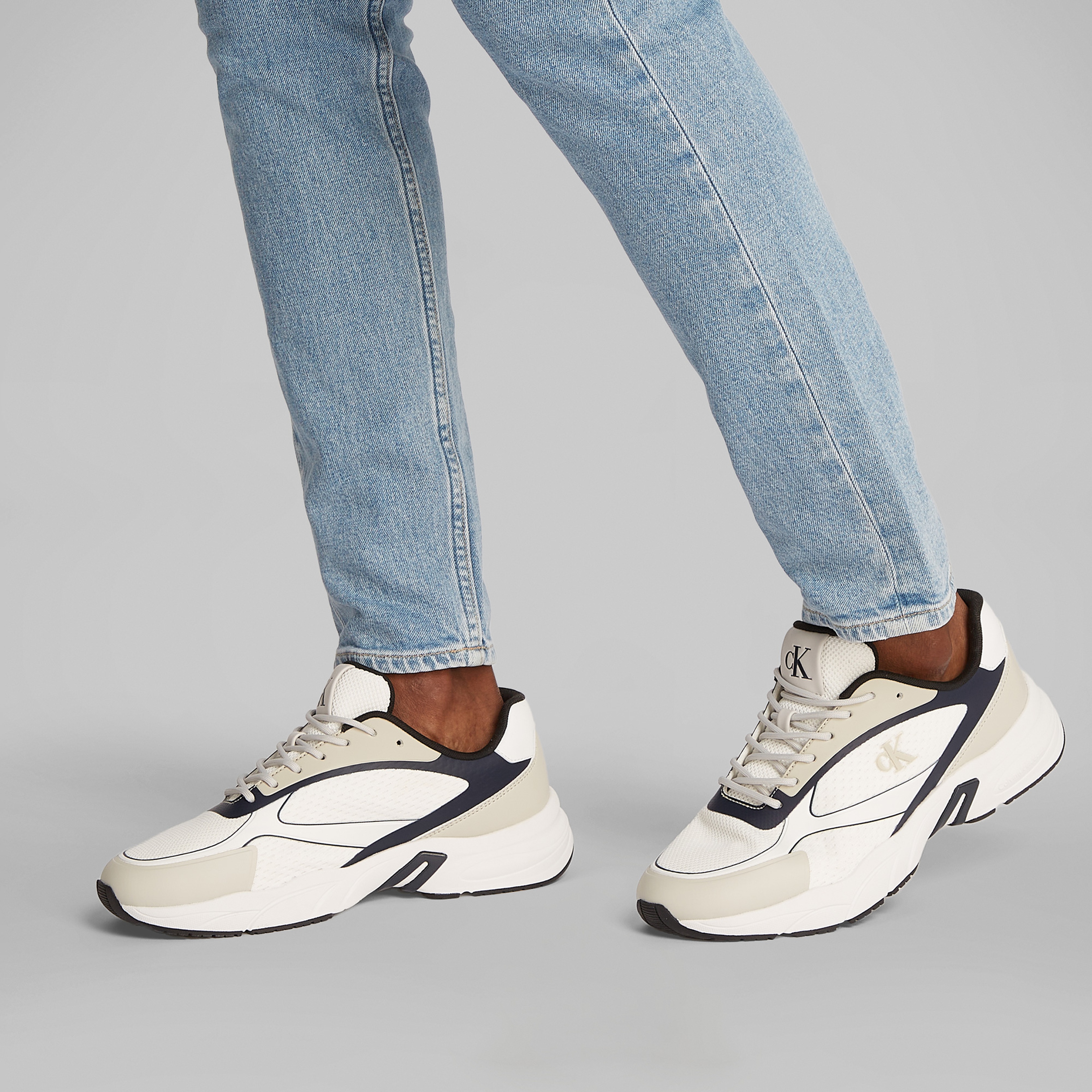 Calvin Klein Retro Tennis Low Knit Mix Erkek Beyaz Sneaker