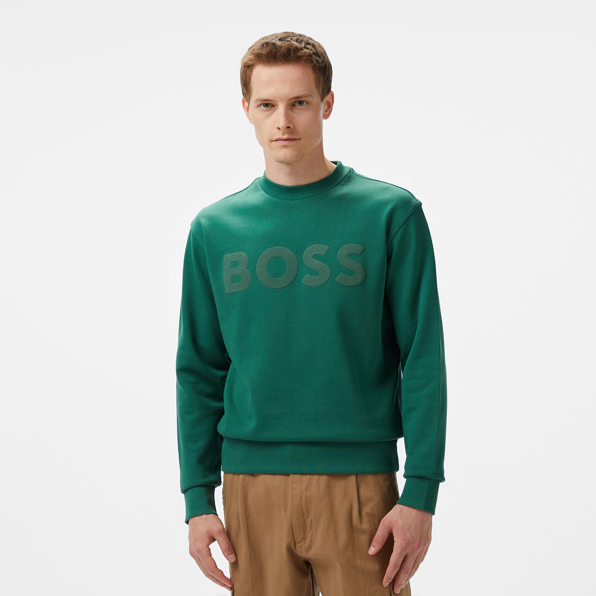 Boss We Basic Crew Erkek Yeşil Sweatshirt