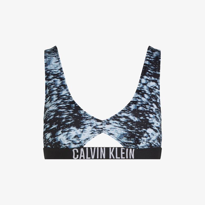 Calvin Klein Desenli Kadın Siyah Bikini Üstü