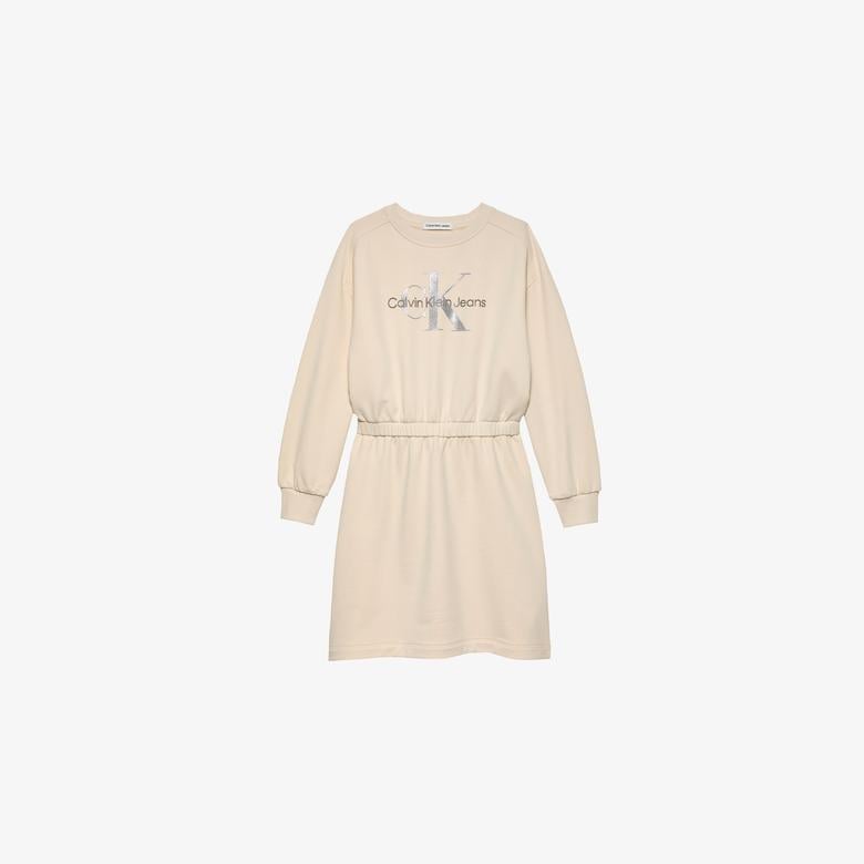 Calvin Klein Glitter Monologo Çocuk Bej Elbise