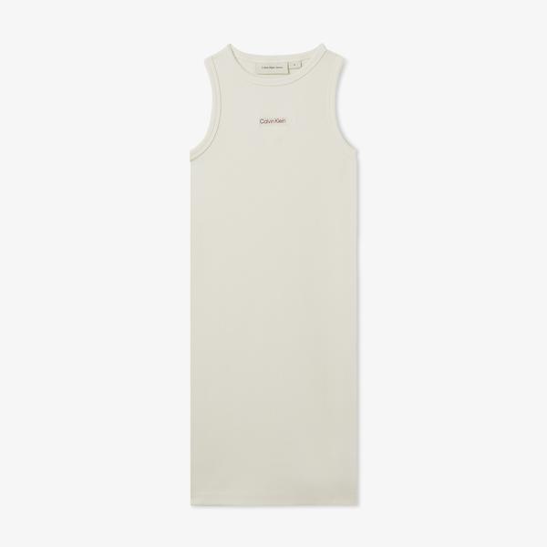 Calvin Klein Sıfır Kollu Çocuk Beyaz Elbise