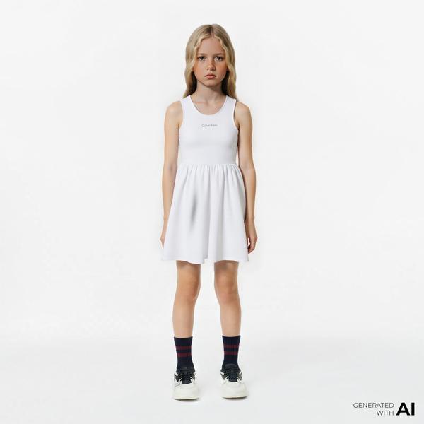 Calvin Klein Çocuk Beyaz Elbise