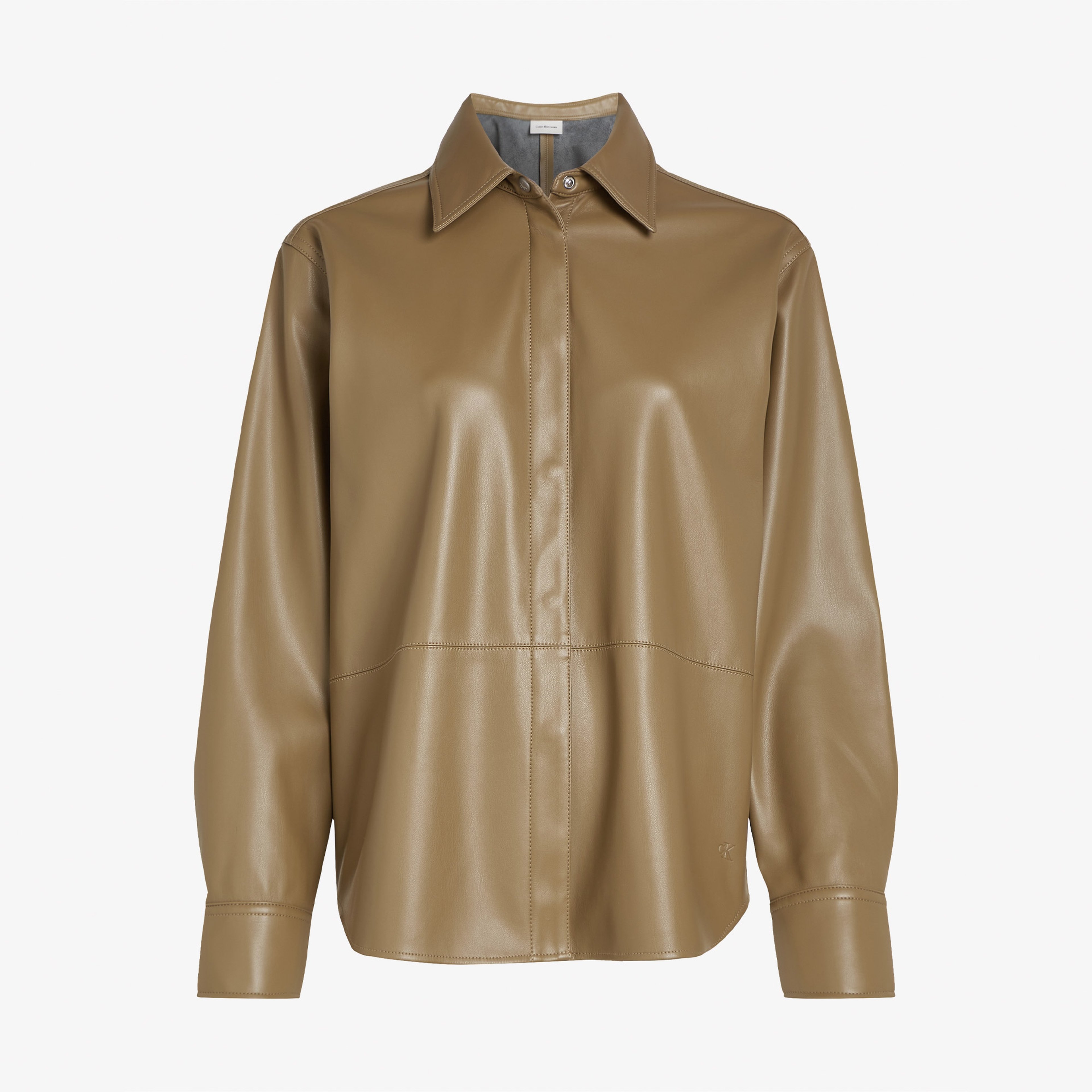 Calvin Klein Faux Leather Regular Kadın Yeşil Gömlek